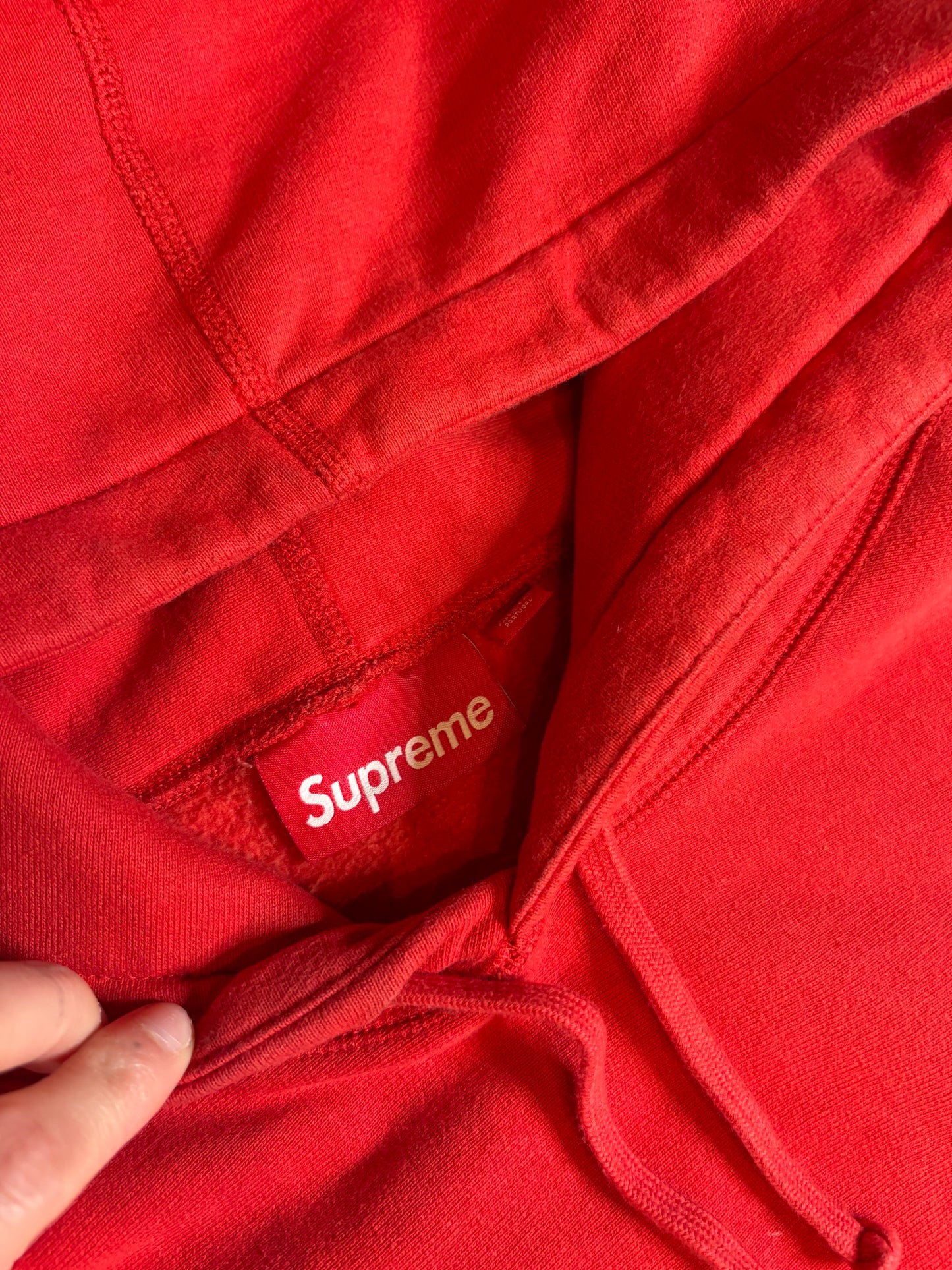 Supreme Red/Black Logo Hoodie Size Large