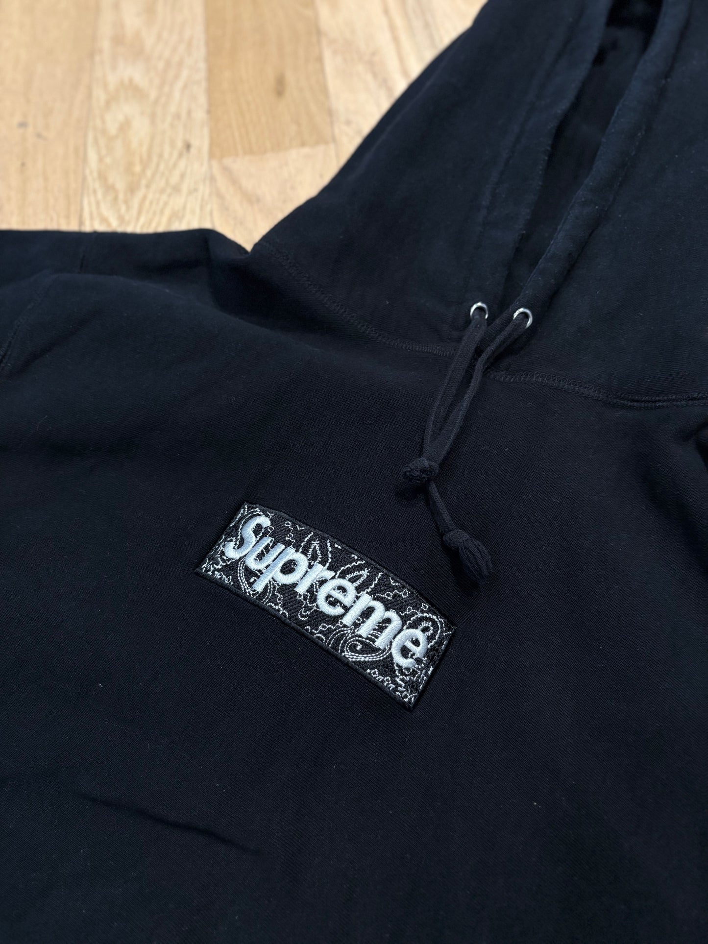 Supreme Black Bandana Hoodie Size Medium