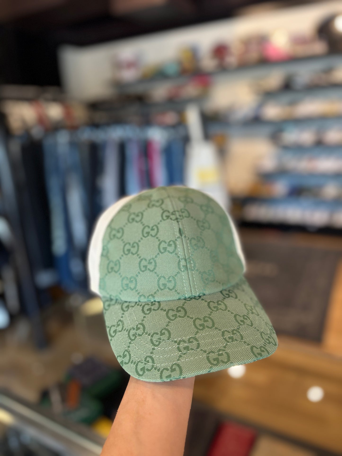 Gucci Green Monogram Hat DS