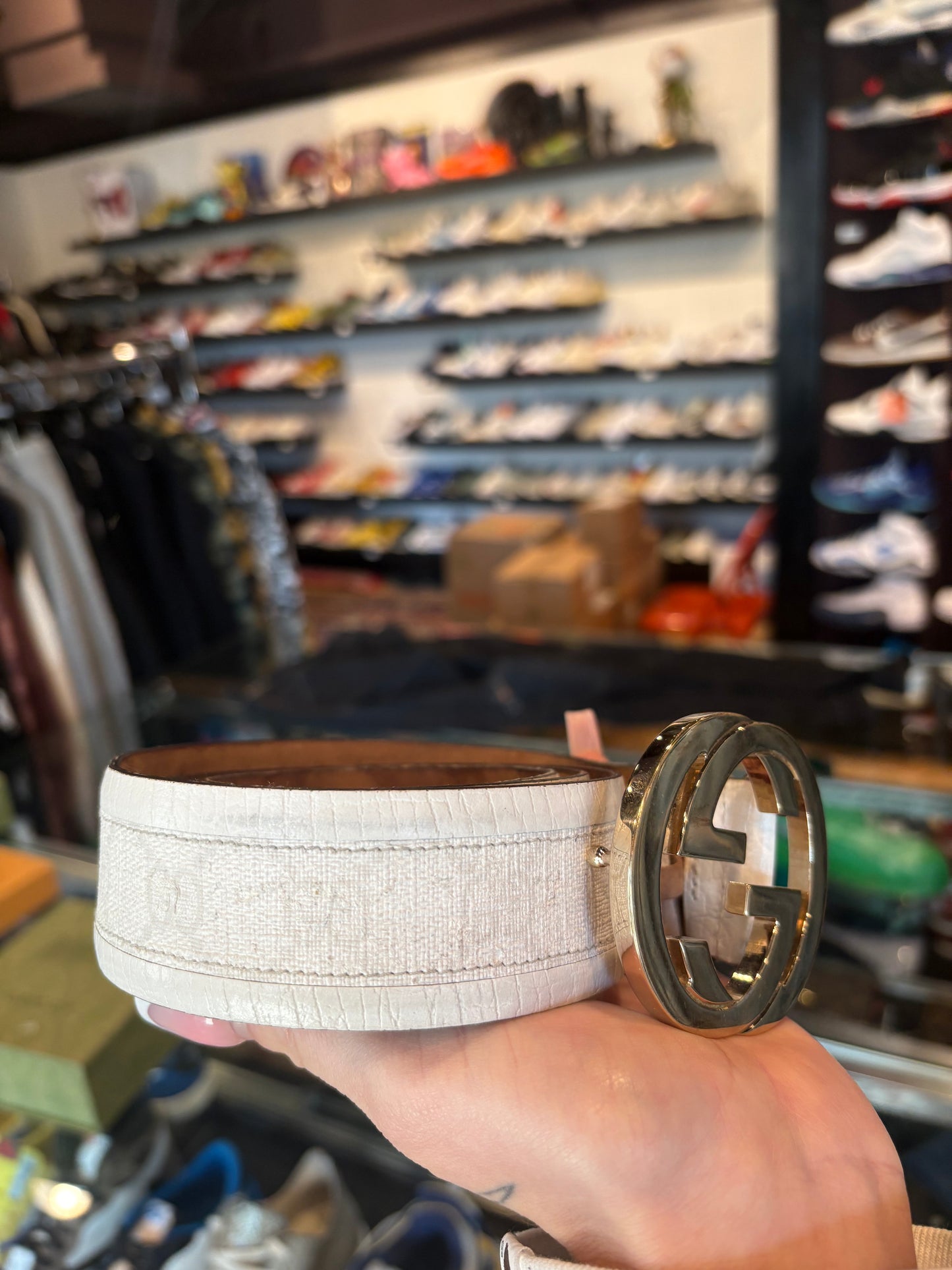 Gucci Belt White Silver Size 36/37