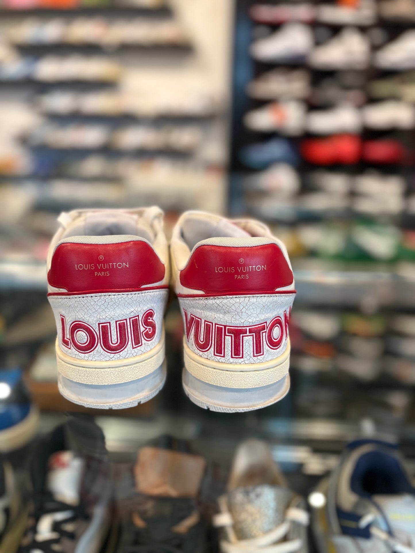 Louis Vuitton Trainer White/Red PO NB Size 7.5LV