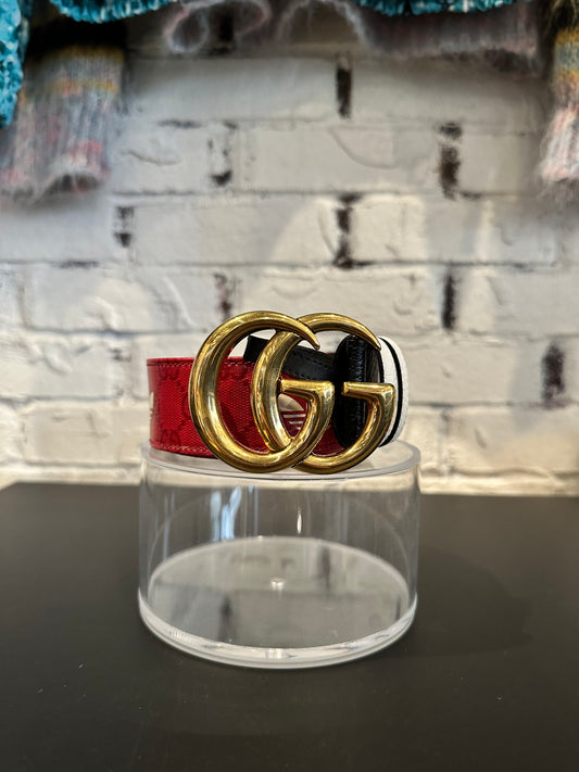 Gucci x Adidas Leather Belt Red