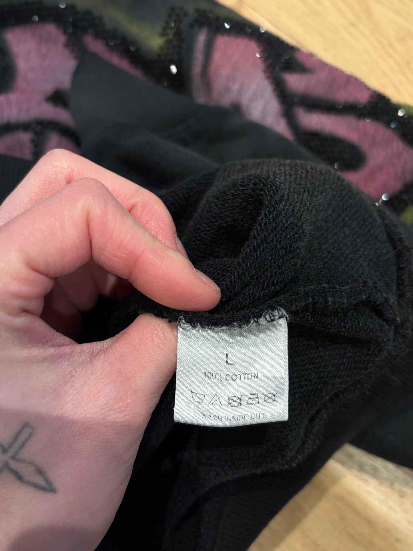 Vale Black Camel Rhinestone Hoodie Size Large