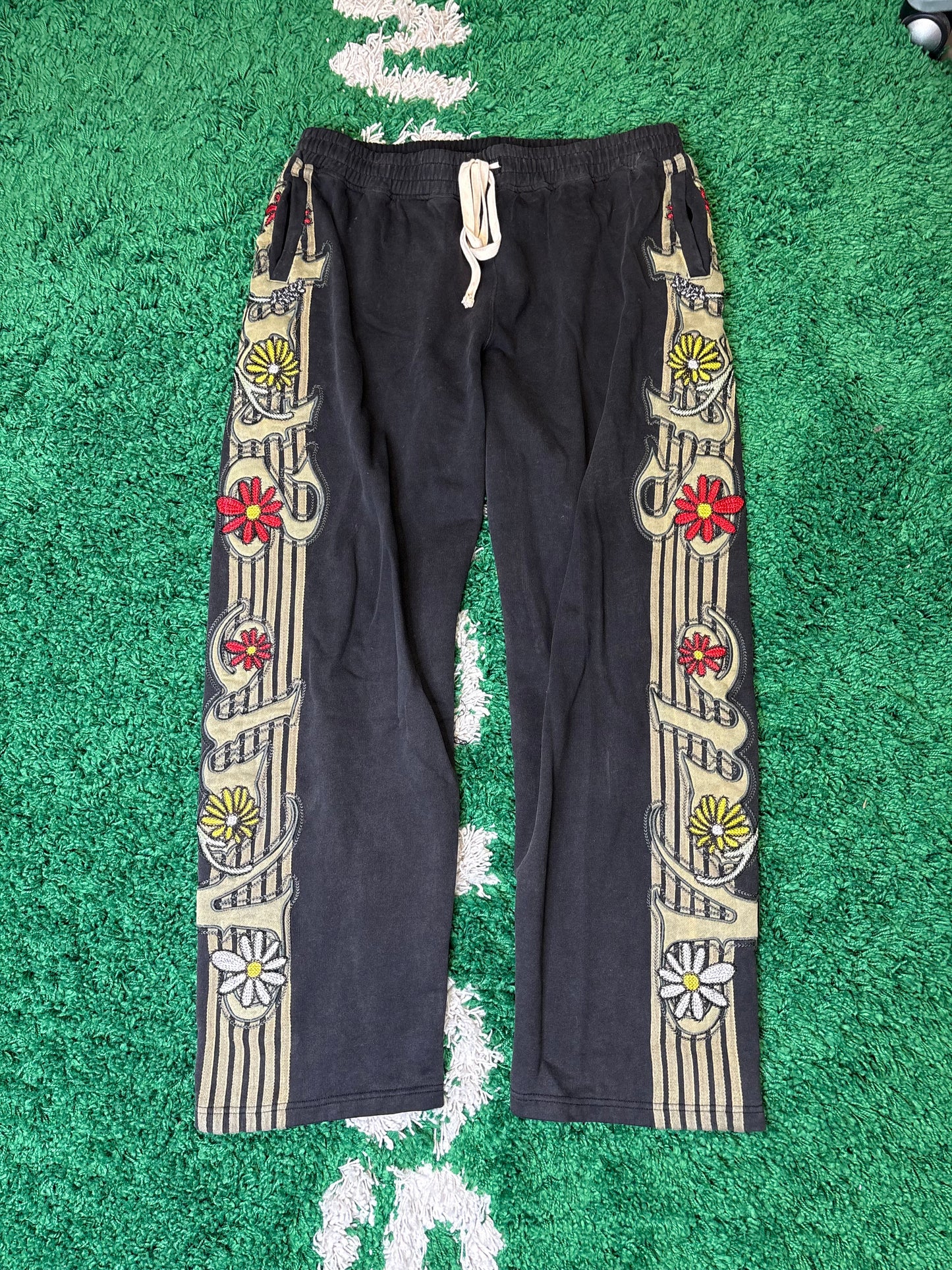 Vale Flower Sweatpants Black Size XL