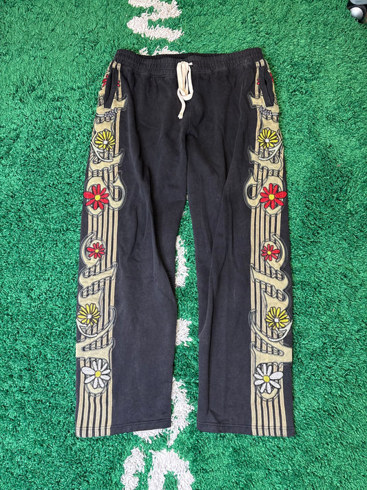 Vale Flower Sweatpants Black Size XL