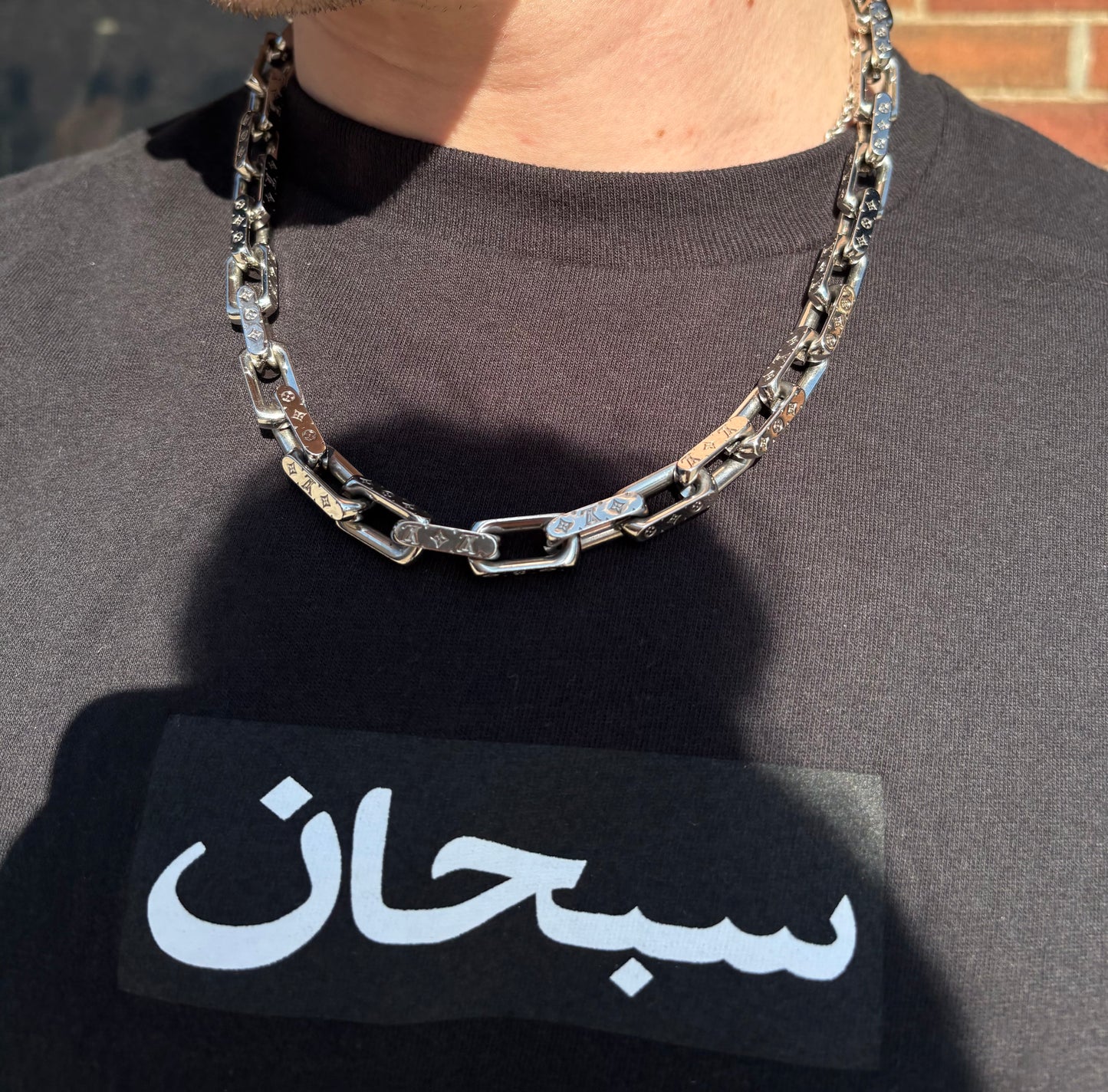 Louis Vuitton Silver Monogram Chain Necklace