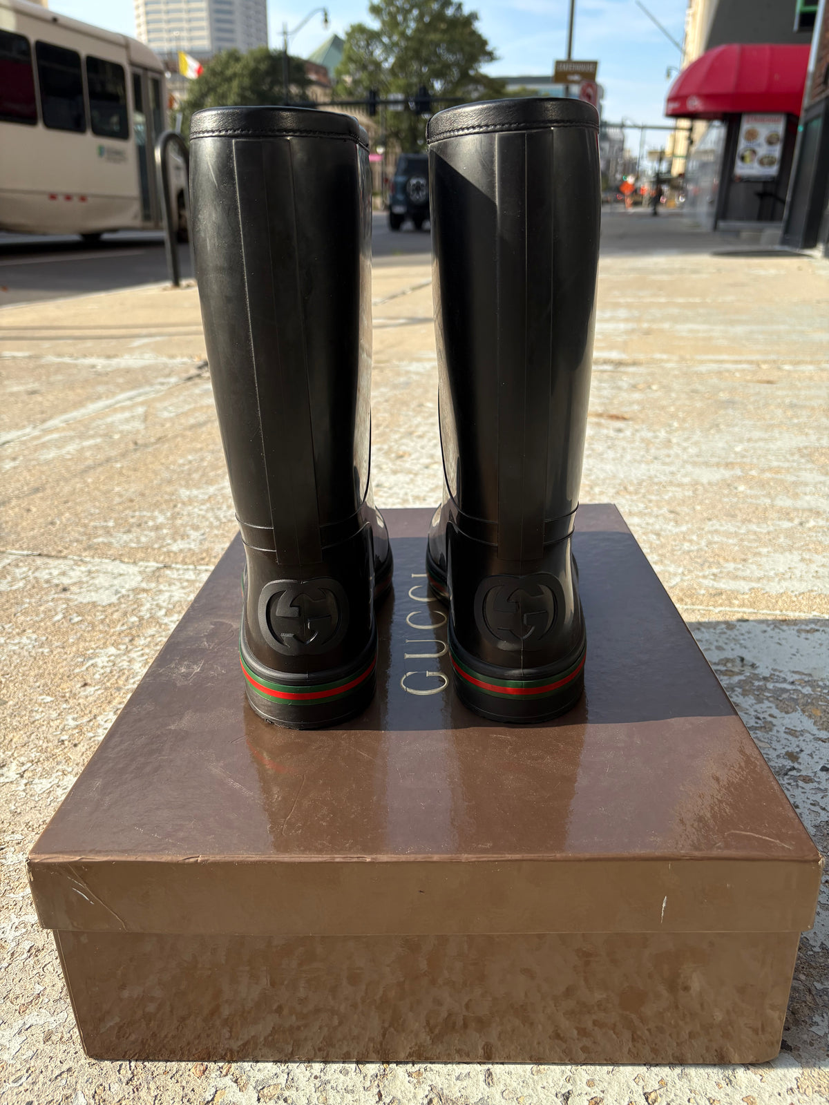 Gucci Rain Boot Black PO Size 11G