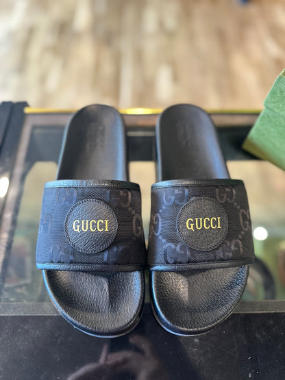 Gucci Slide Black Monogram Sz 10 (9G) Clean OG All