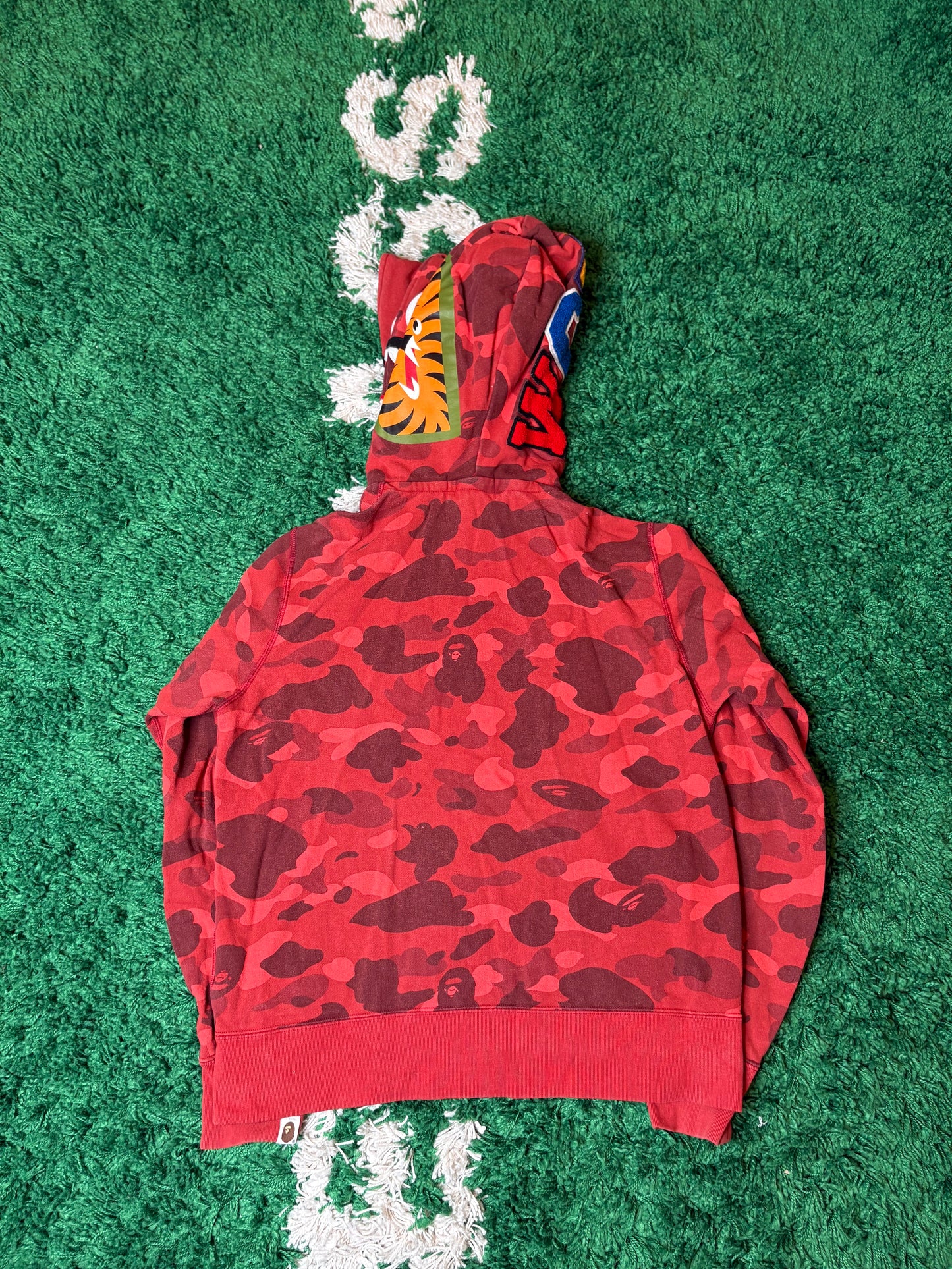 Bape Double Shark Zip Hoodie Red Size Medium
