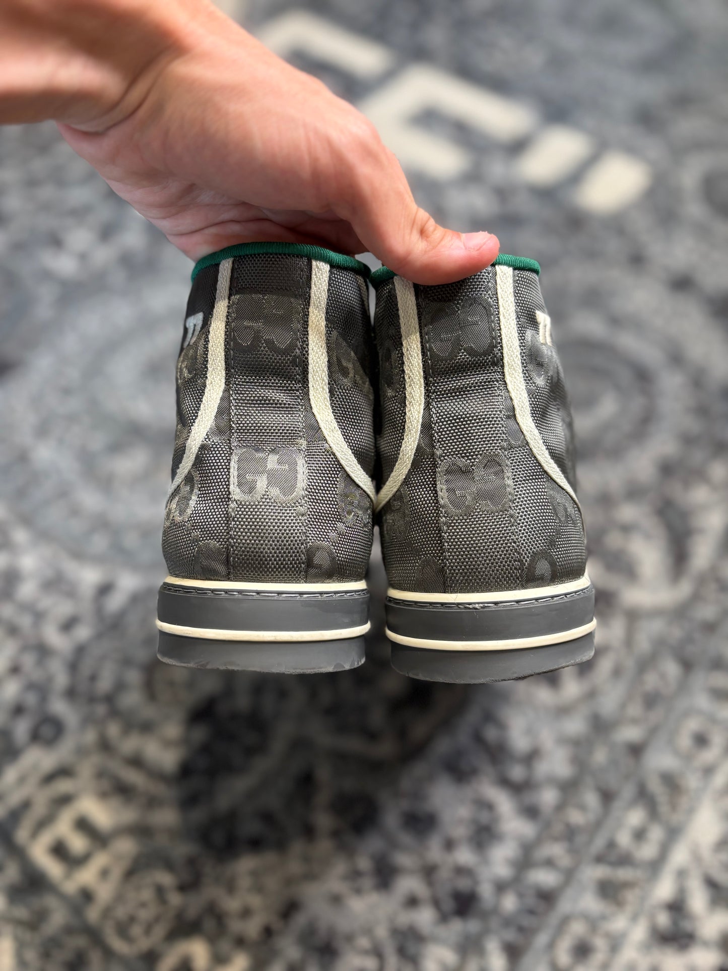 Gucci Tennis 1977 High Top Sneaker Gray PO NB Size 11G