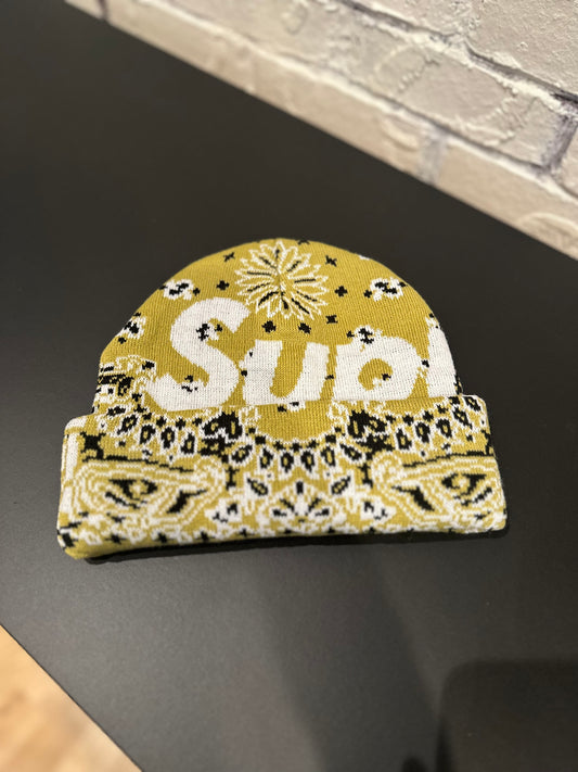 Supreme Beige Bandana Beanie DS
