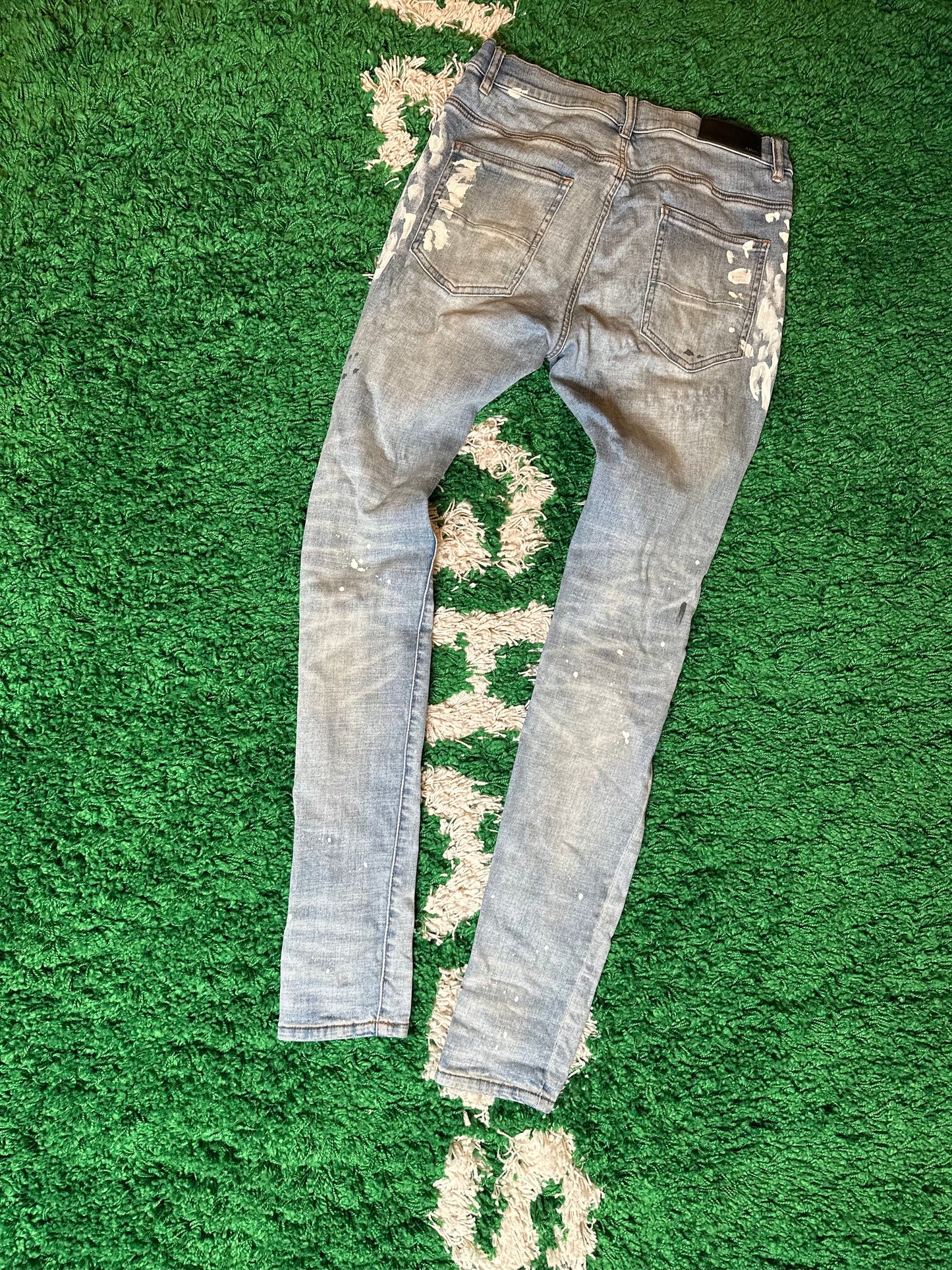 Amiri Jeans Light Wash Distressed Paint Size 34