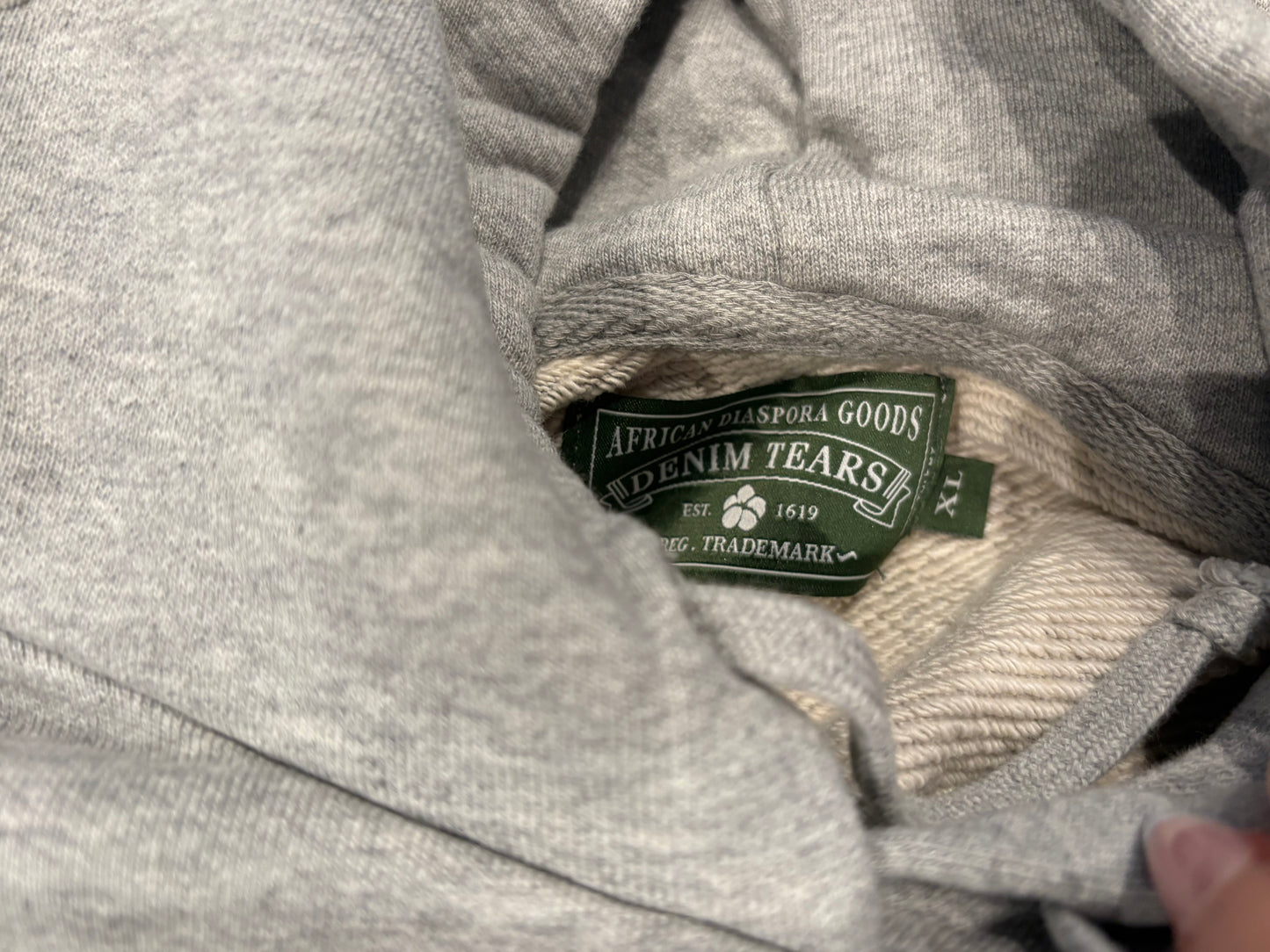 Denim Tears Gray Mono Wreath Hoodie Size XL