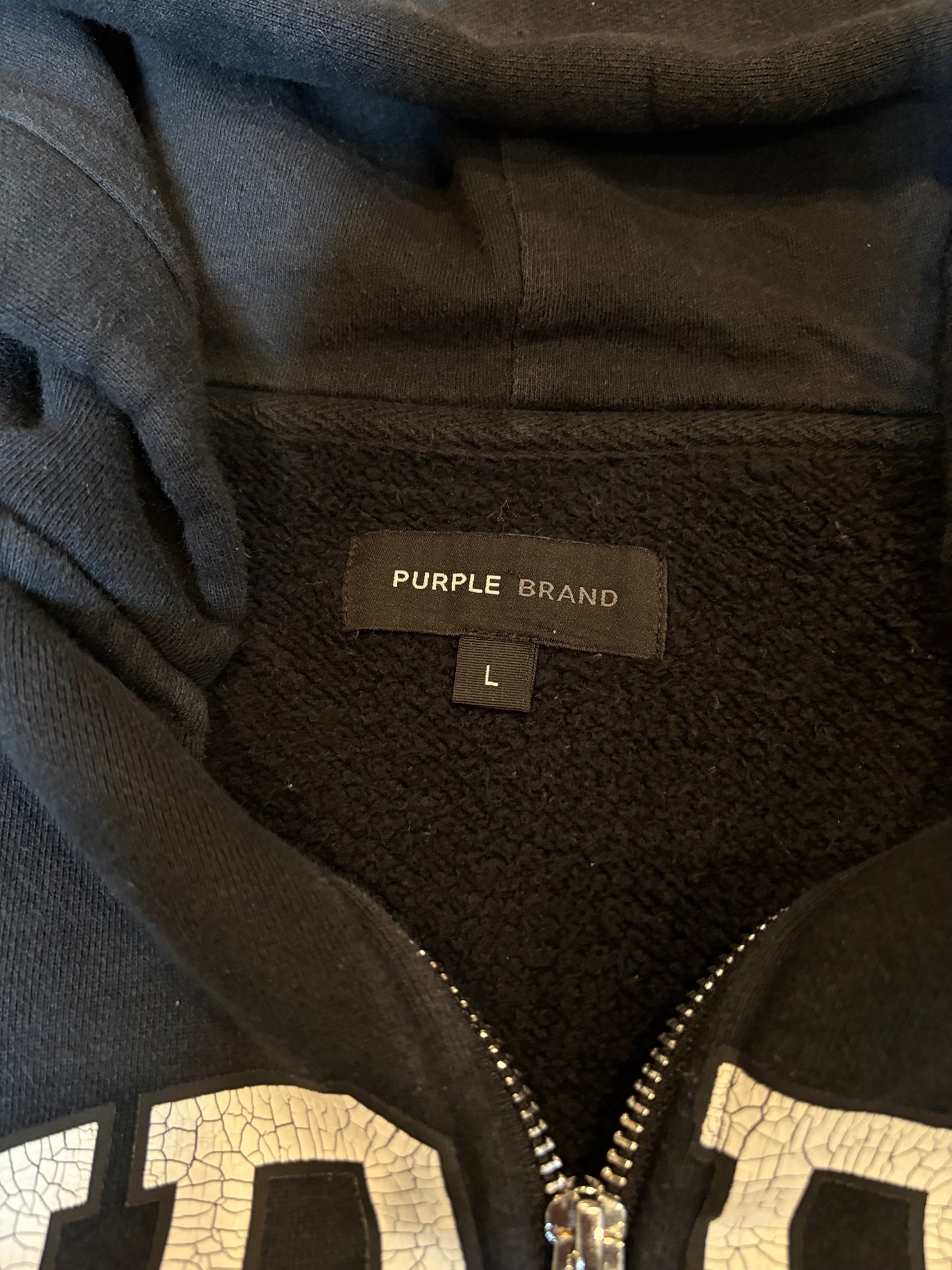 Purple Zip Hoodie Black Size Large
