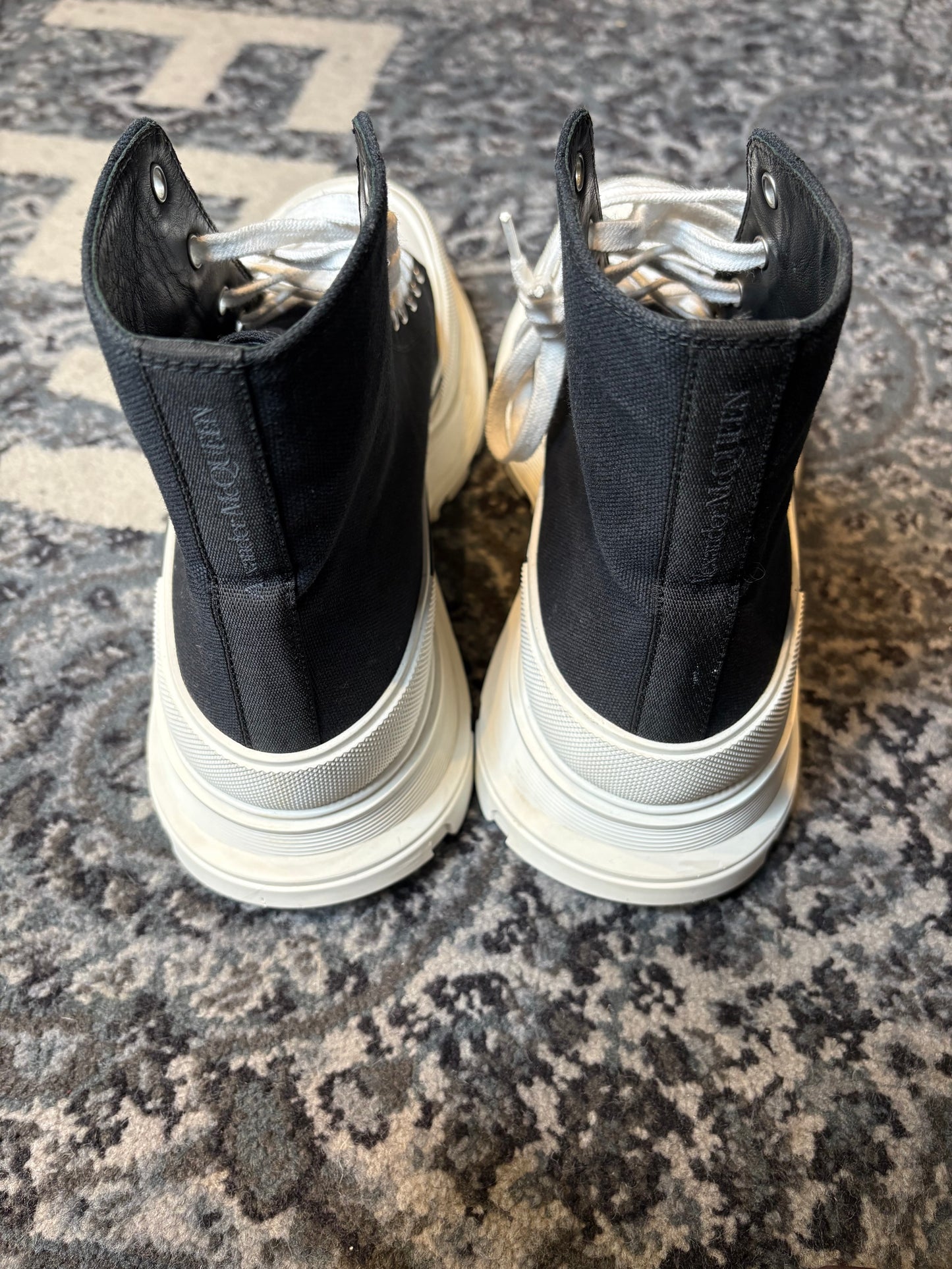 Alexander McQueen Tread Slick Lace Up Boot “Black White” Clean Nb Size 13(46 EU)