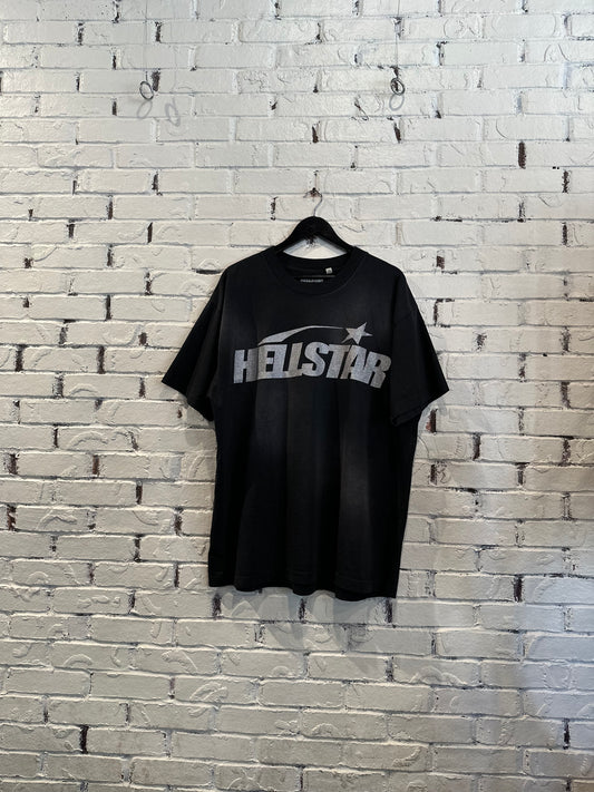 Hellstar Classic Glitter Logo T-shirt Black Size XL