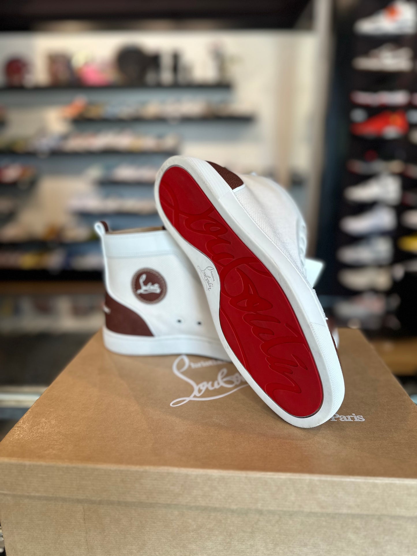 Louboutin White/Brown High Top Clean OG Size 43