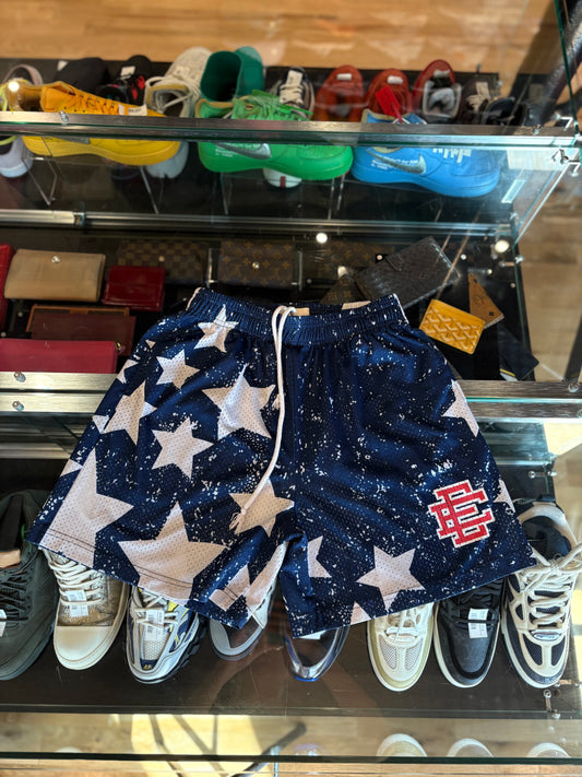 Eric Emmanuel Navy Star Shorts Size Small