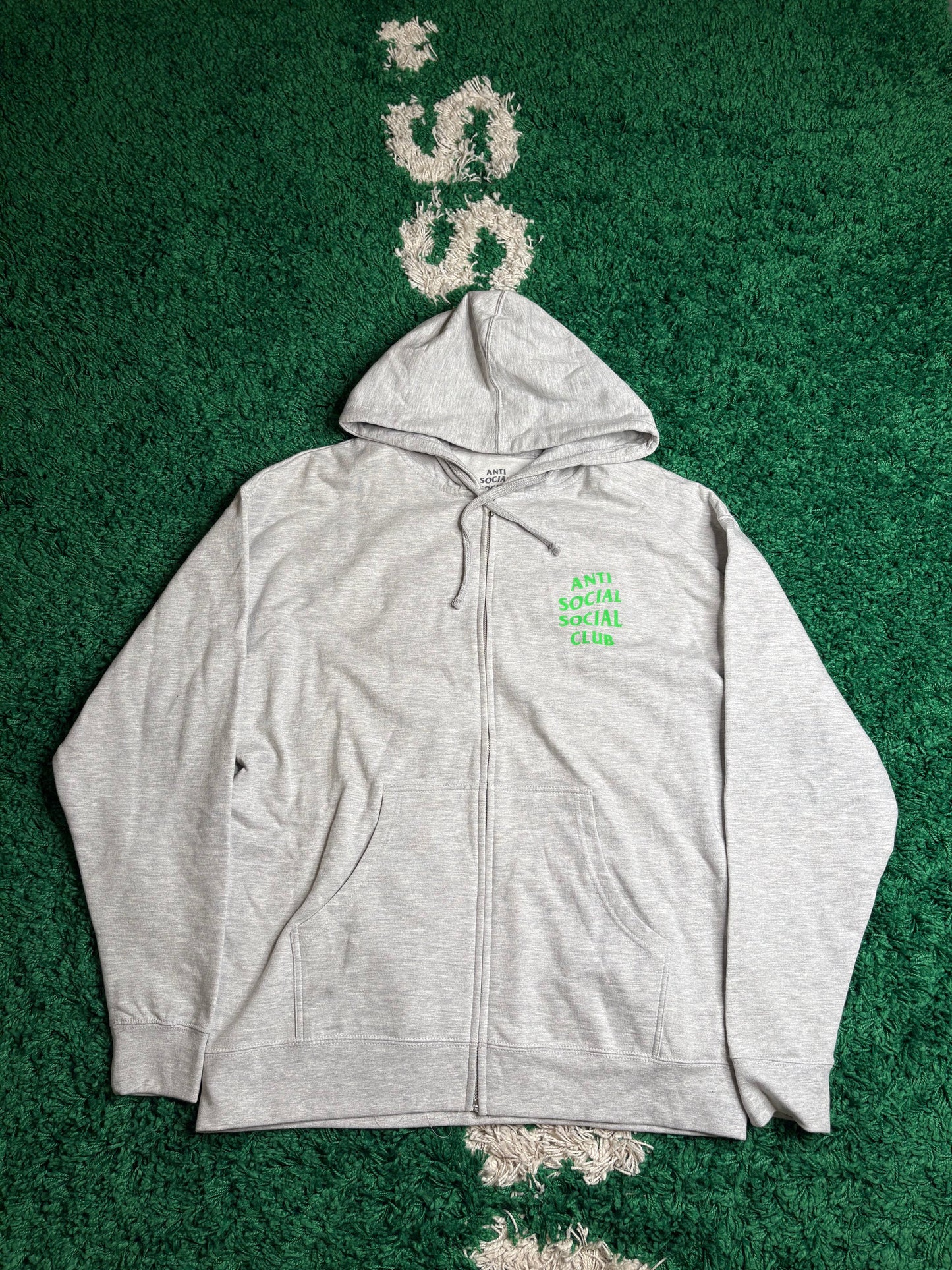 ASSC Gray/Green Zip Hoodie Size XL