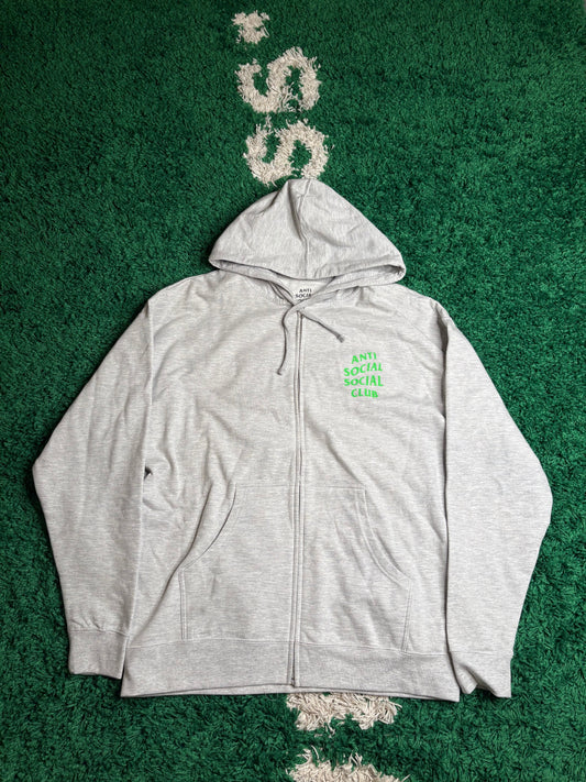 ASSC Gray/Green Zip Hoodie Size XL