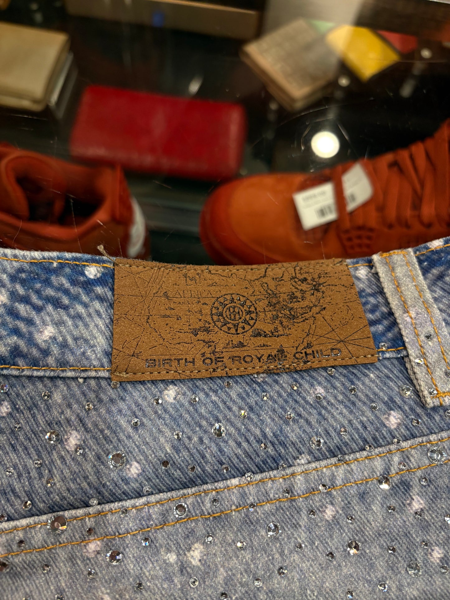 Birth of Royal Child Rhinestone Jeans Size Large