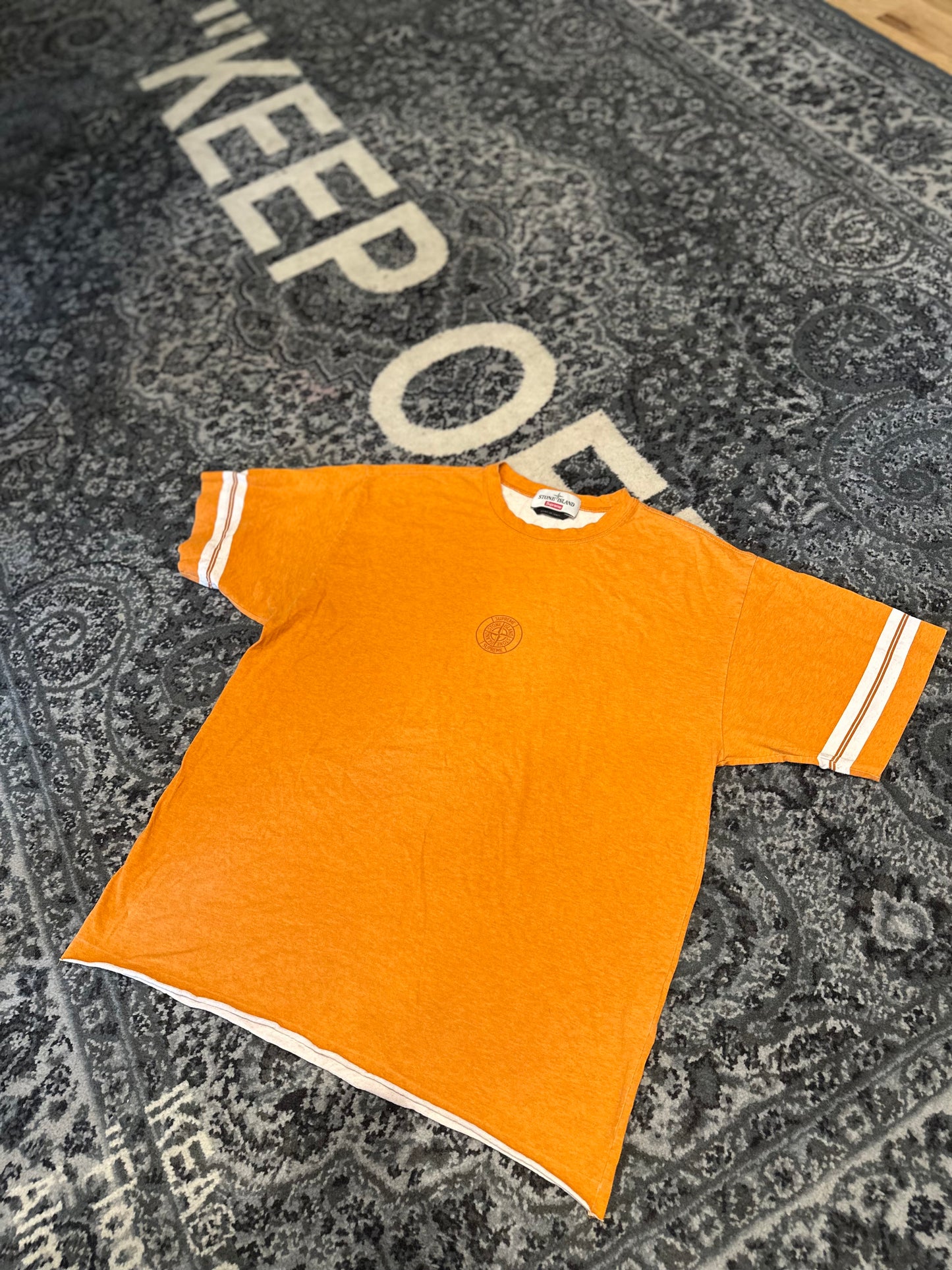 Supreme x Stone Island Orange Tee Size Large