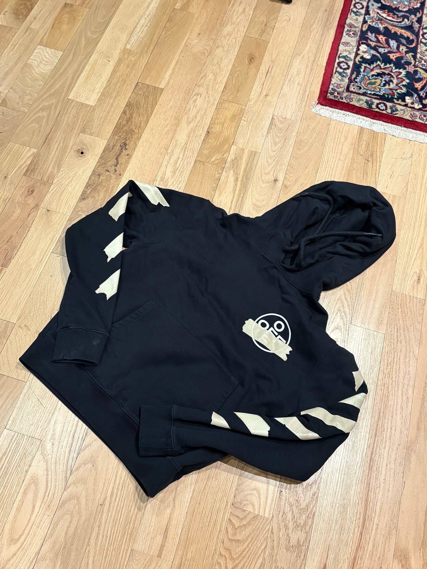 Off-White Tape Hoodie Black Size Large