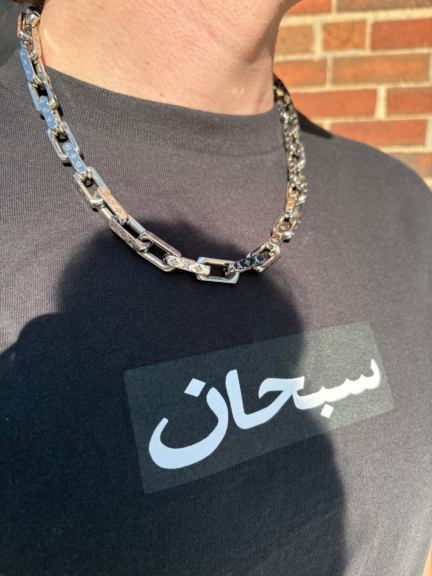 Louis Vuitton Silver Monogram Chain Necklace