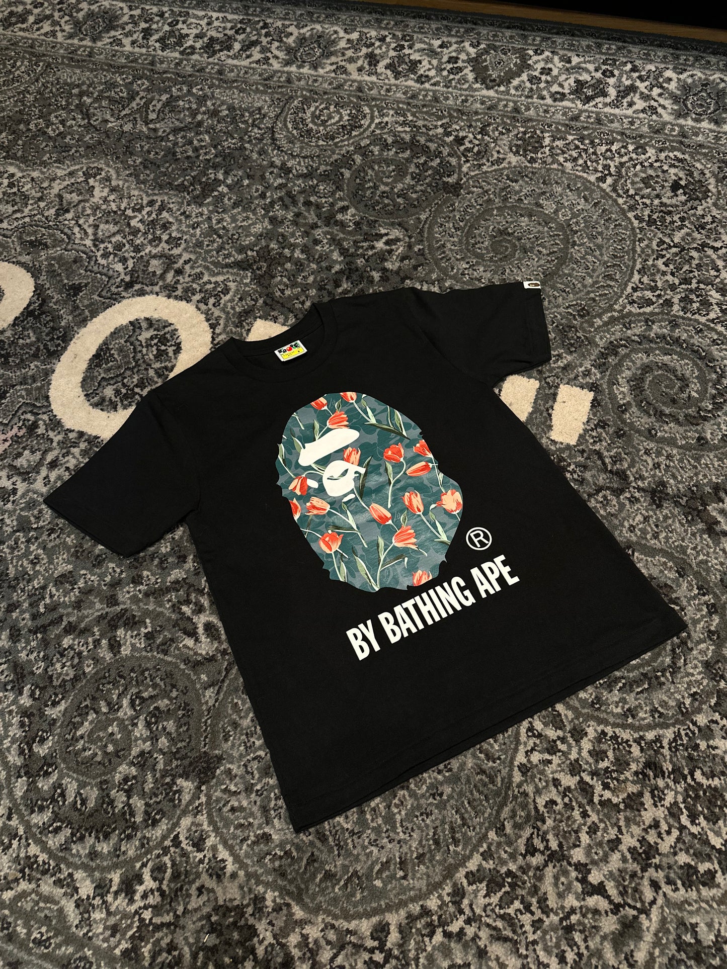 Bape Floral Ape Head Tee Black Size Small
