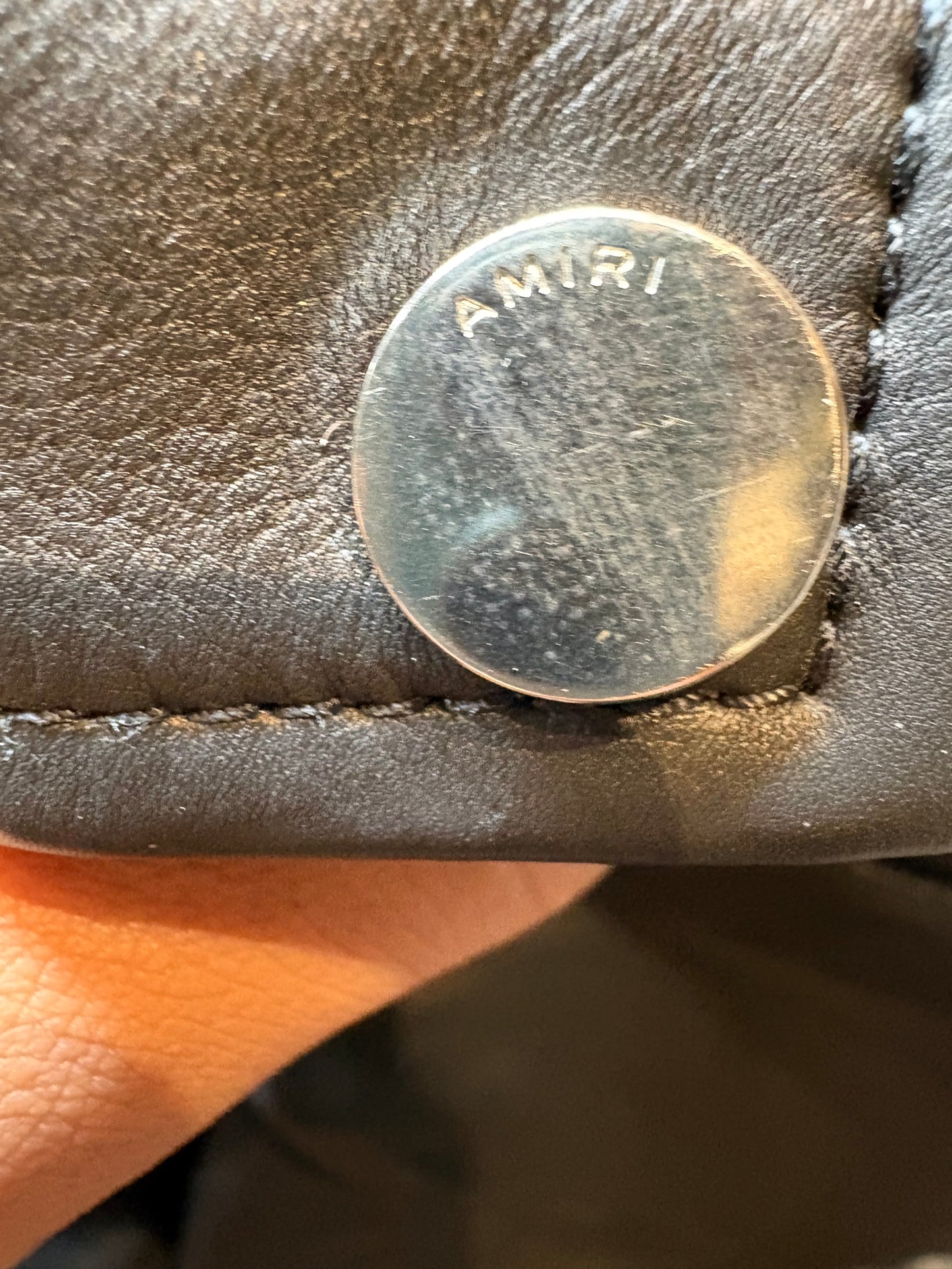 Amiri Black Leather Jeans Po Size 32(48 EU)