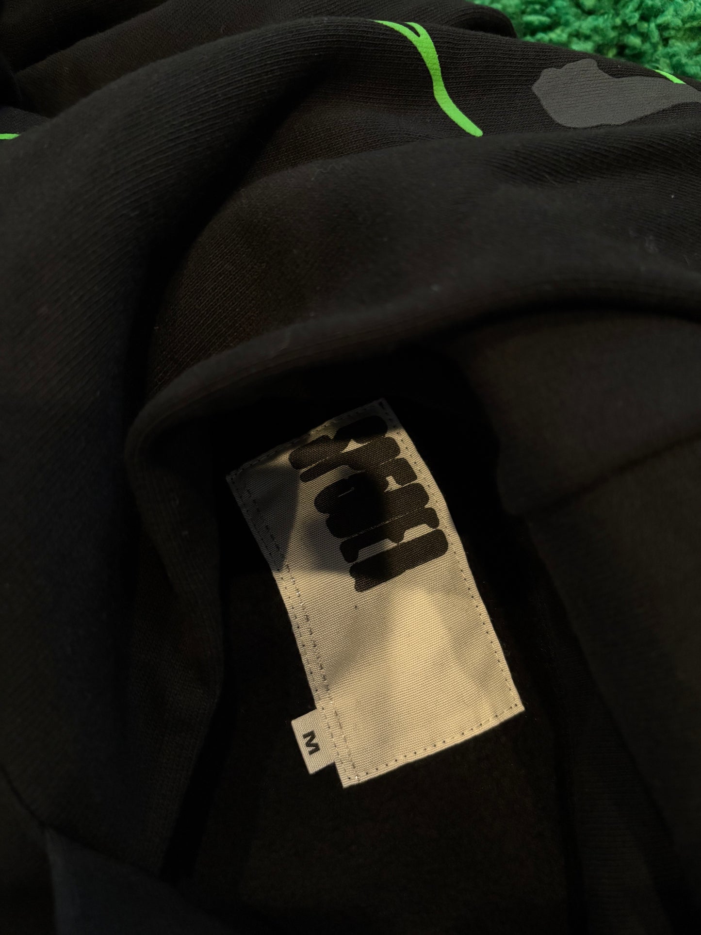 Sp5der Black/Green Web Hoodie Size Medium