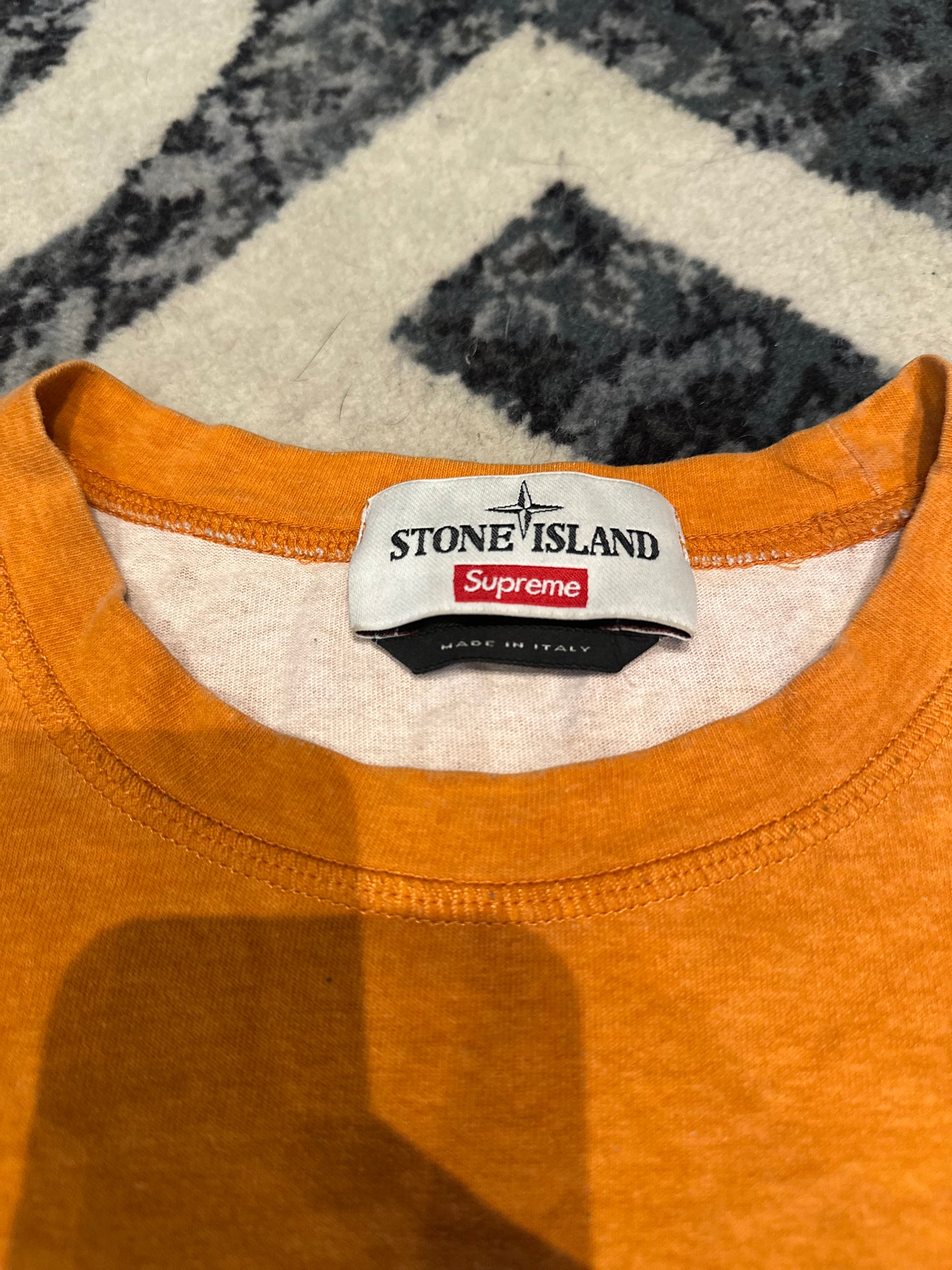 Supreme x Stone Island Orange Tee Size Large