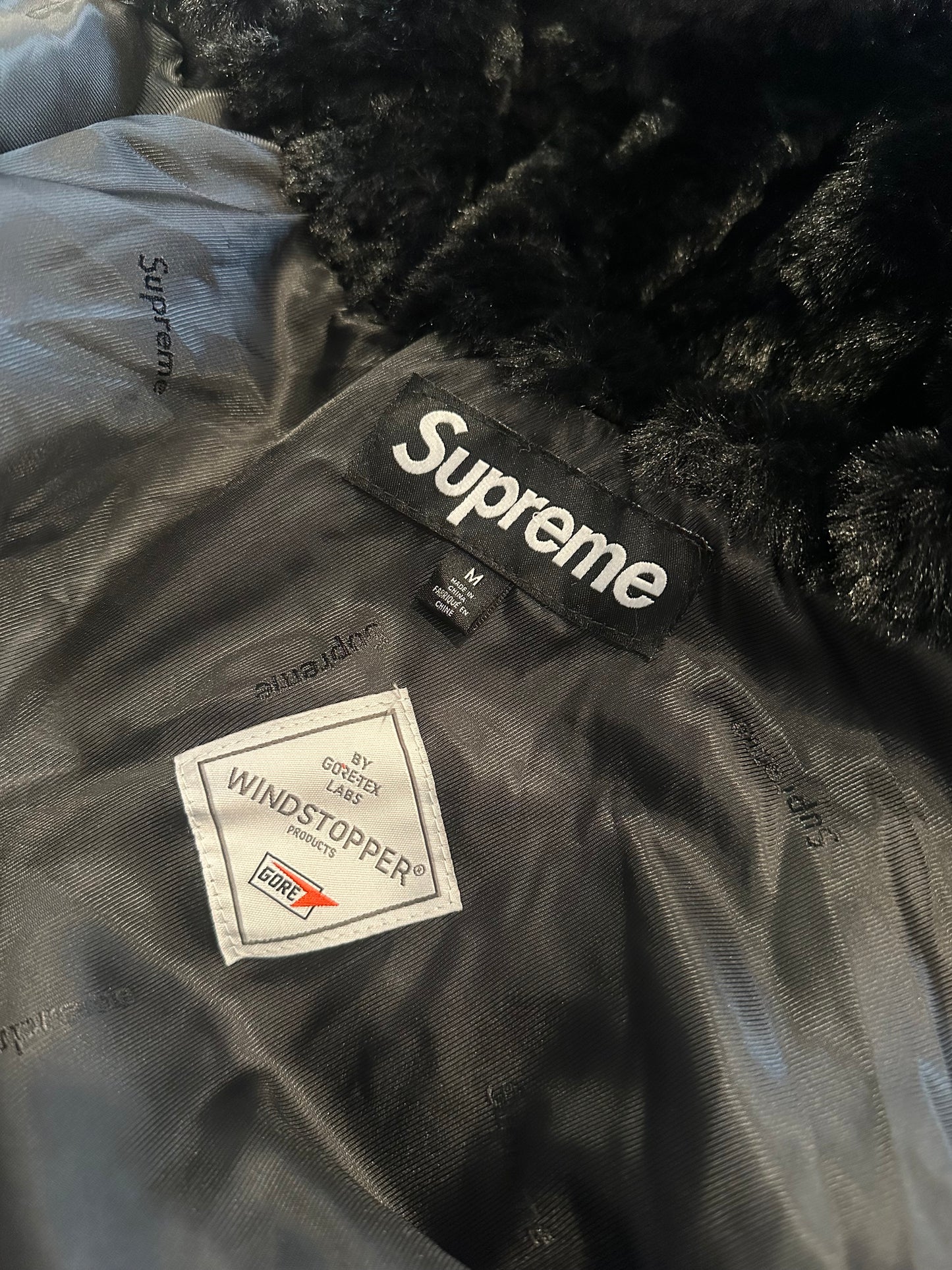 Supreme Black Faux Fur Hooded Jacket Size Medium