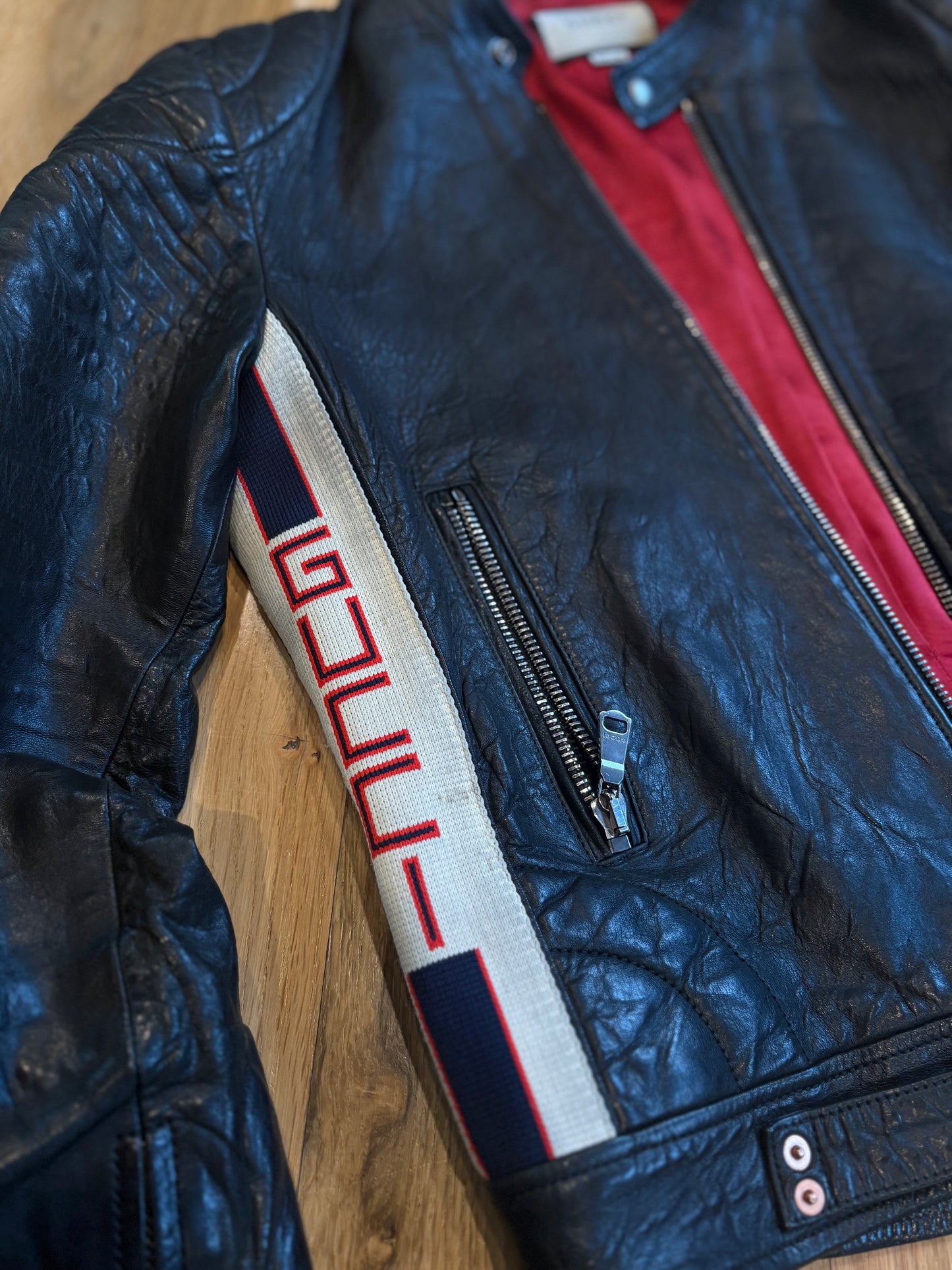 Gucci Leather Moto Jacket Size 48