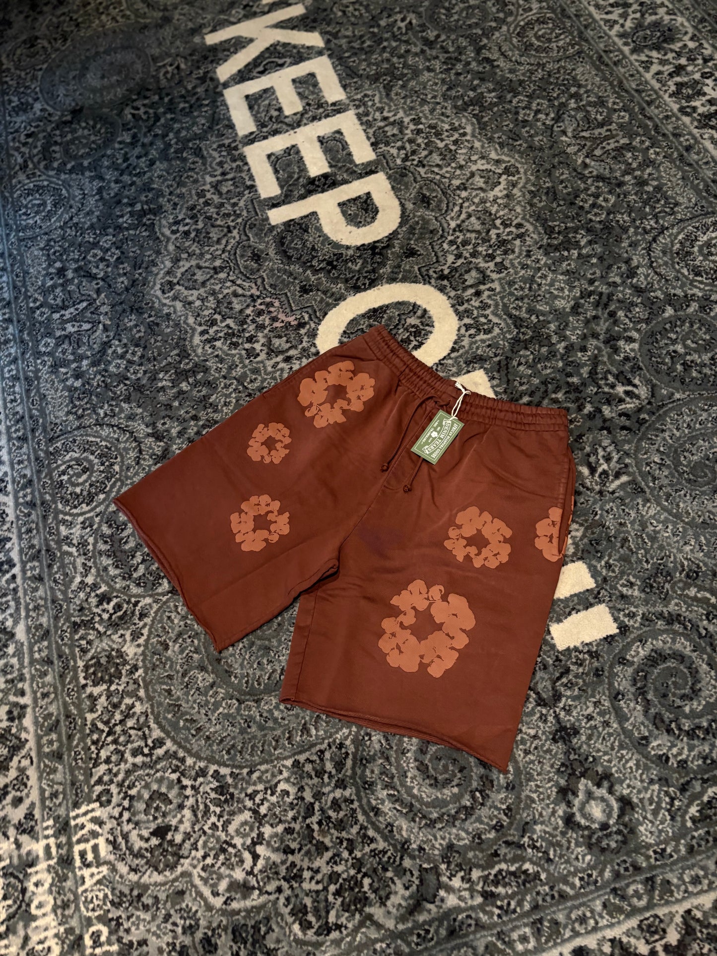 Denim Tears Brown Mono Wreath Shorts DS