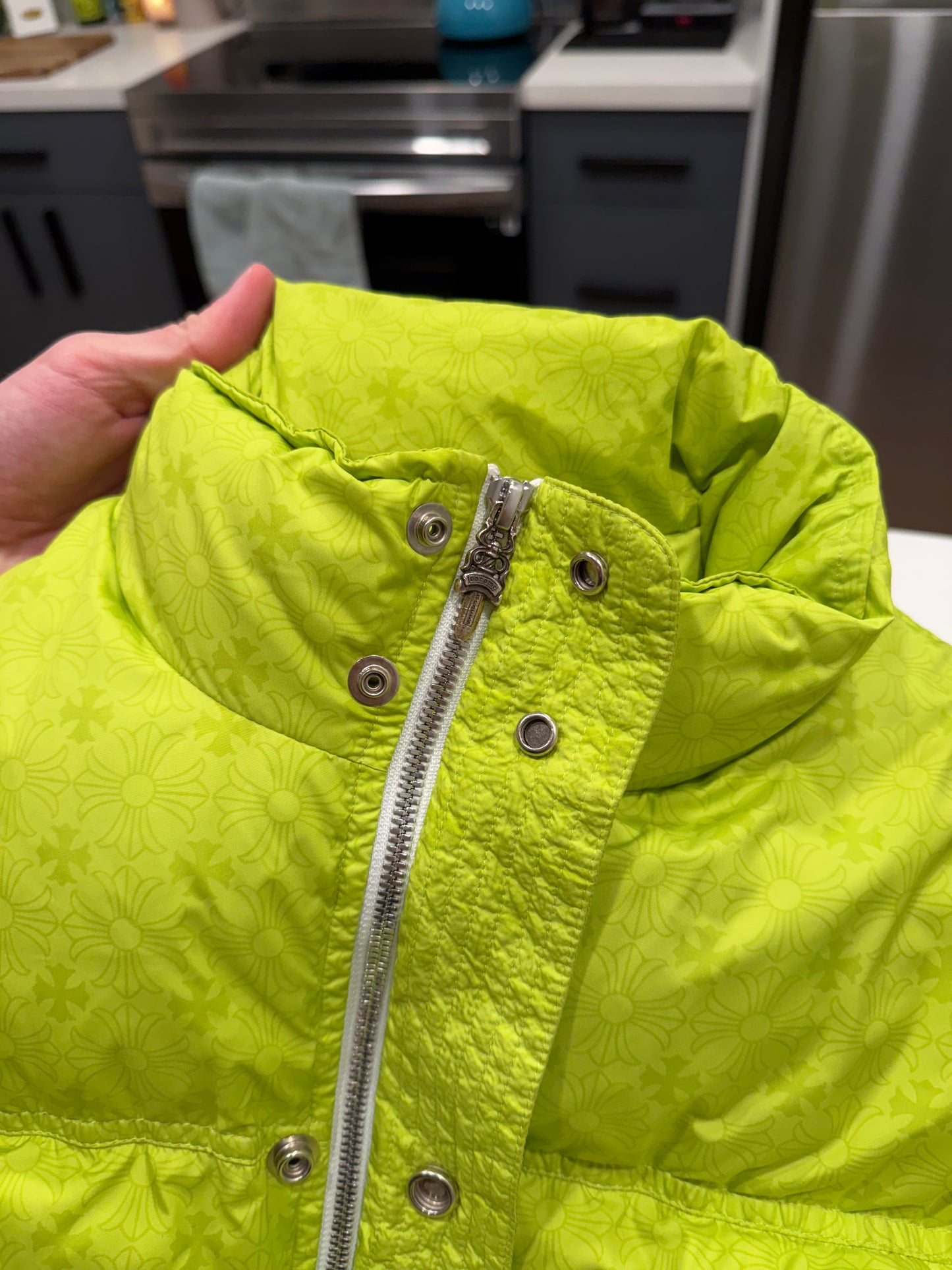 Chrome Hearts Green Quilted Puffer Jacket Size Medium
