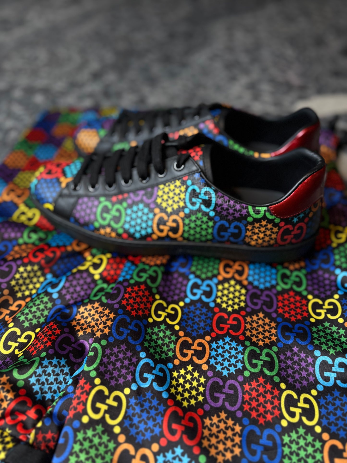 Gucci Psychadelic Ace “Black Multi” Clean Nb Size 6G