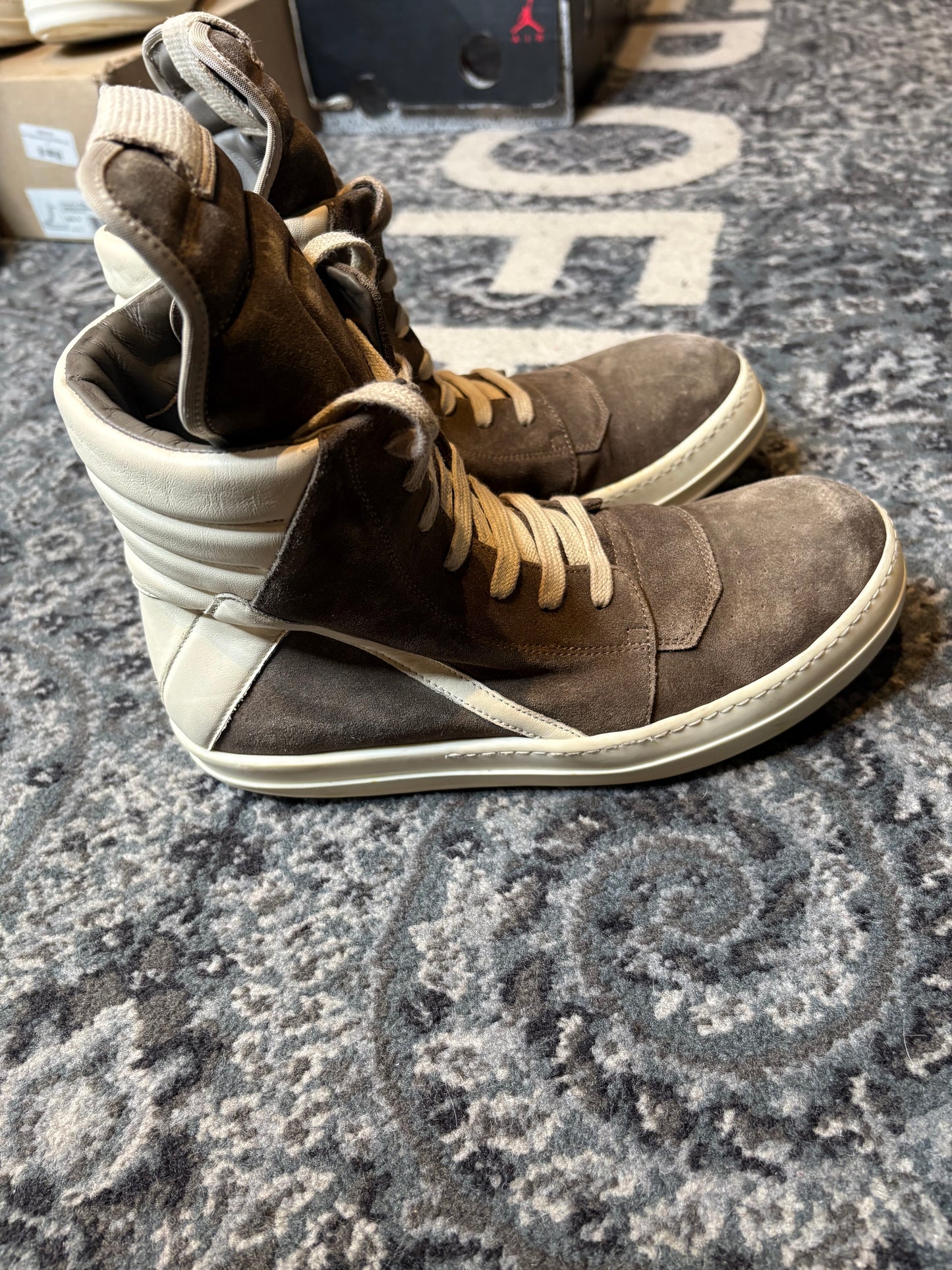 Rick Owens Geobasket Suede Green Po Nb Size 8(41 EU)