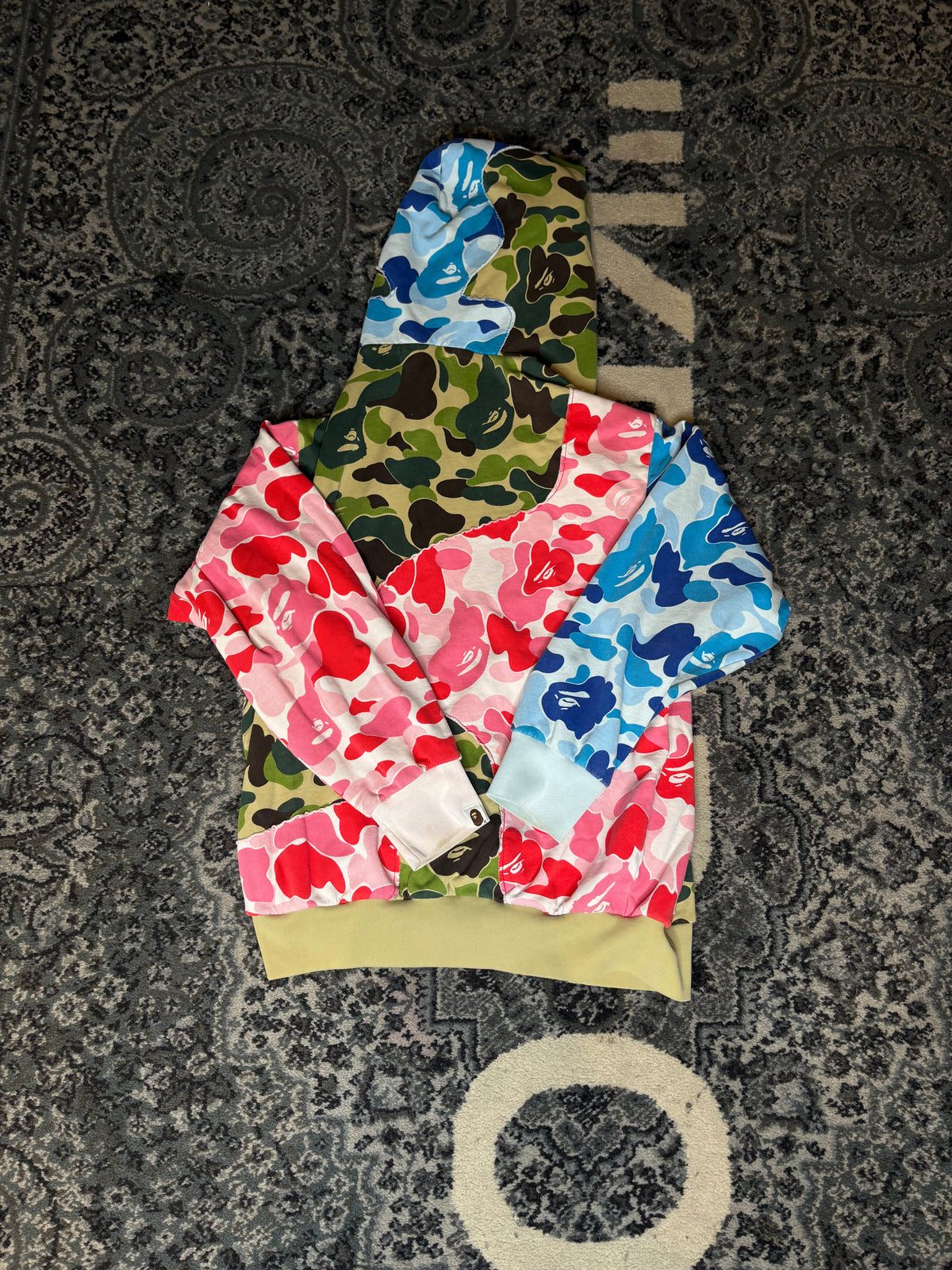 BAPE ABC Camo PatchWork Relaxed Fit Hoodie “MultiColor” Size Large
