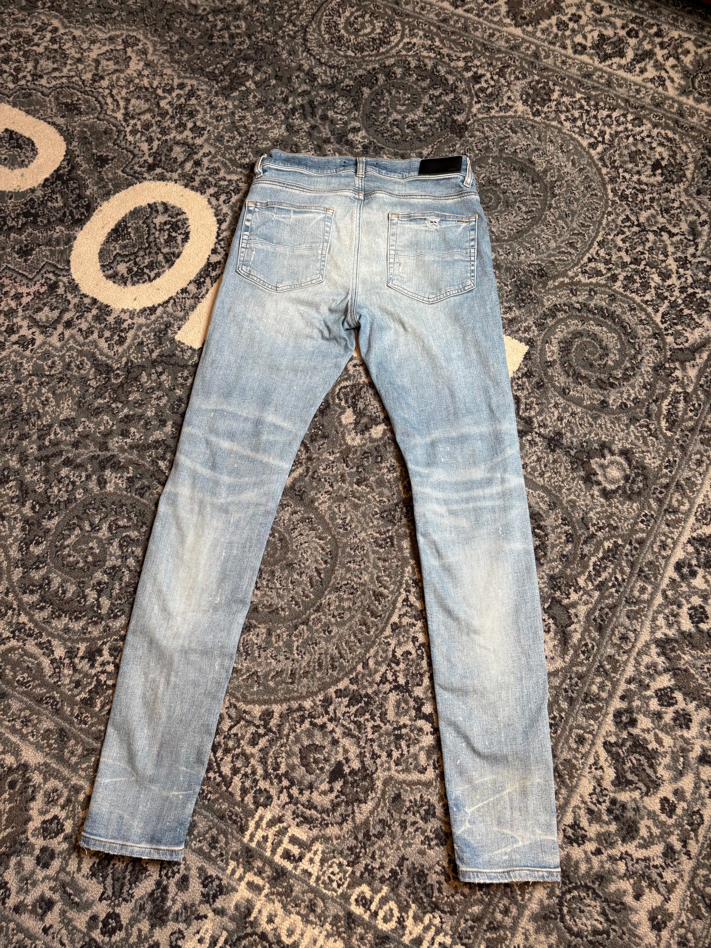 Amiri Jeans Blue Distressed Plaid PO Size 33