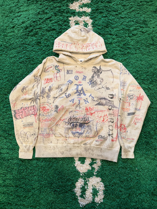 Saint Michael Born x Raised Hoodie Size Large
