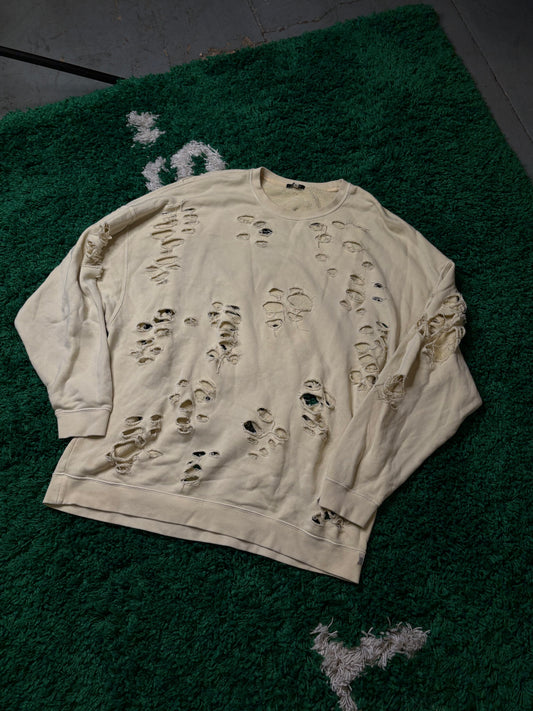 Japanese Distressed Crewneck Cream Size XL