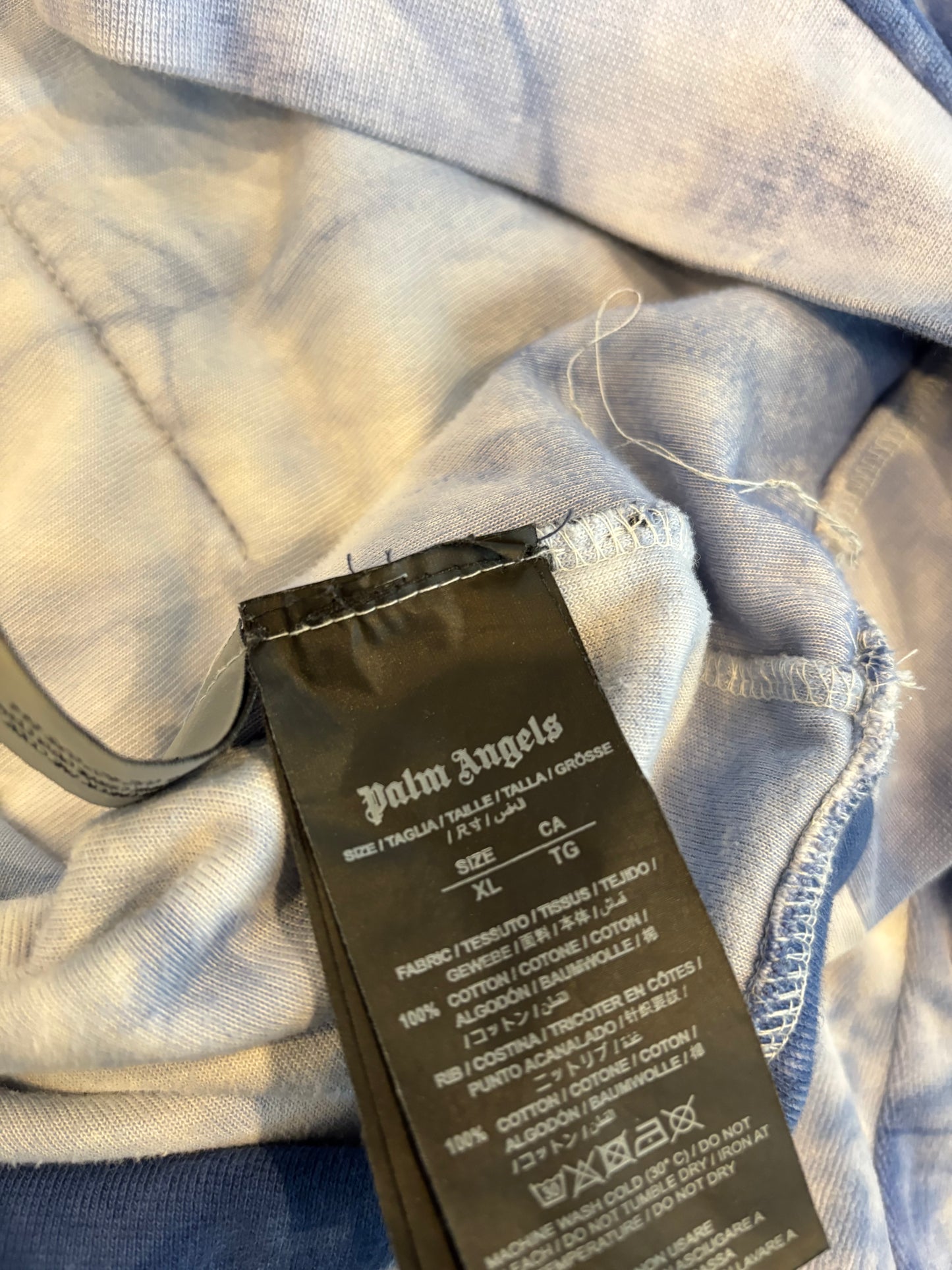 Palm Angels Blue Tie-Dye Hoodie Size XL