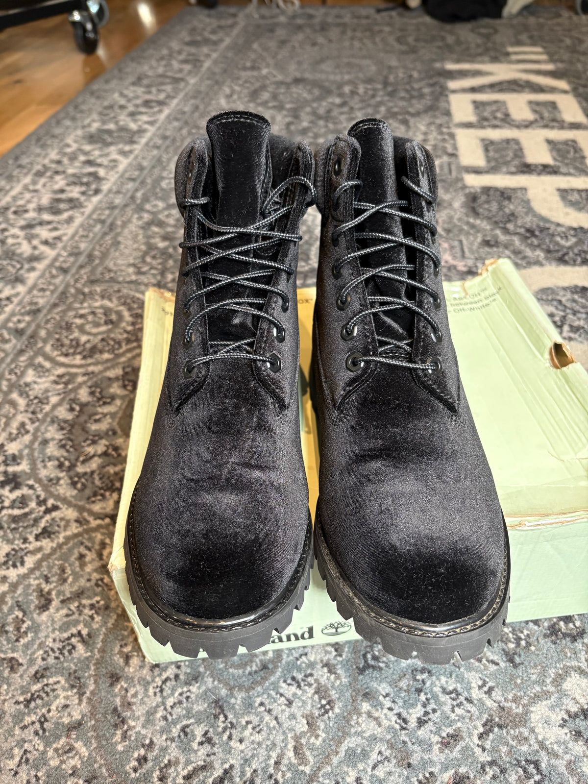 Timberland 6” Boot “Off White Velvet Black” Clean Og Size 8.5