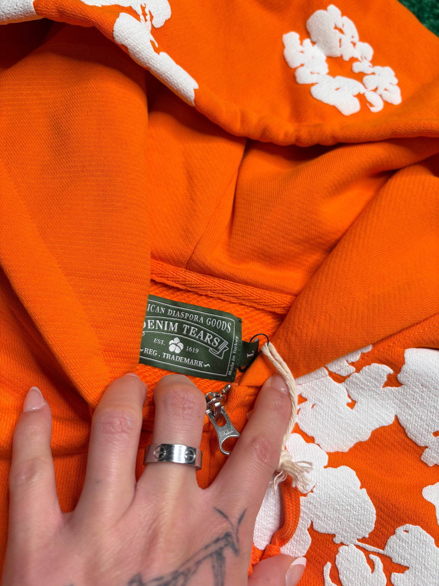 Denim Tears Orange Wreath Zip Hoodie DS Size Large