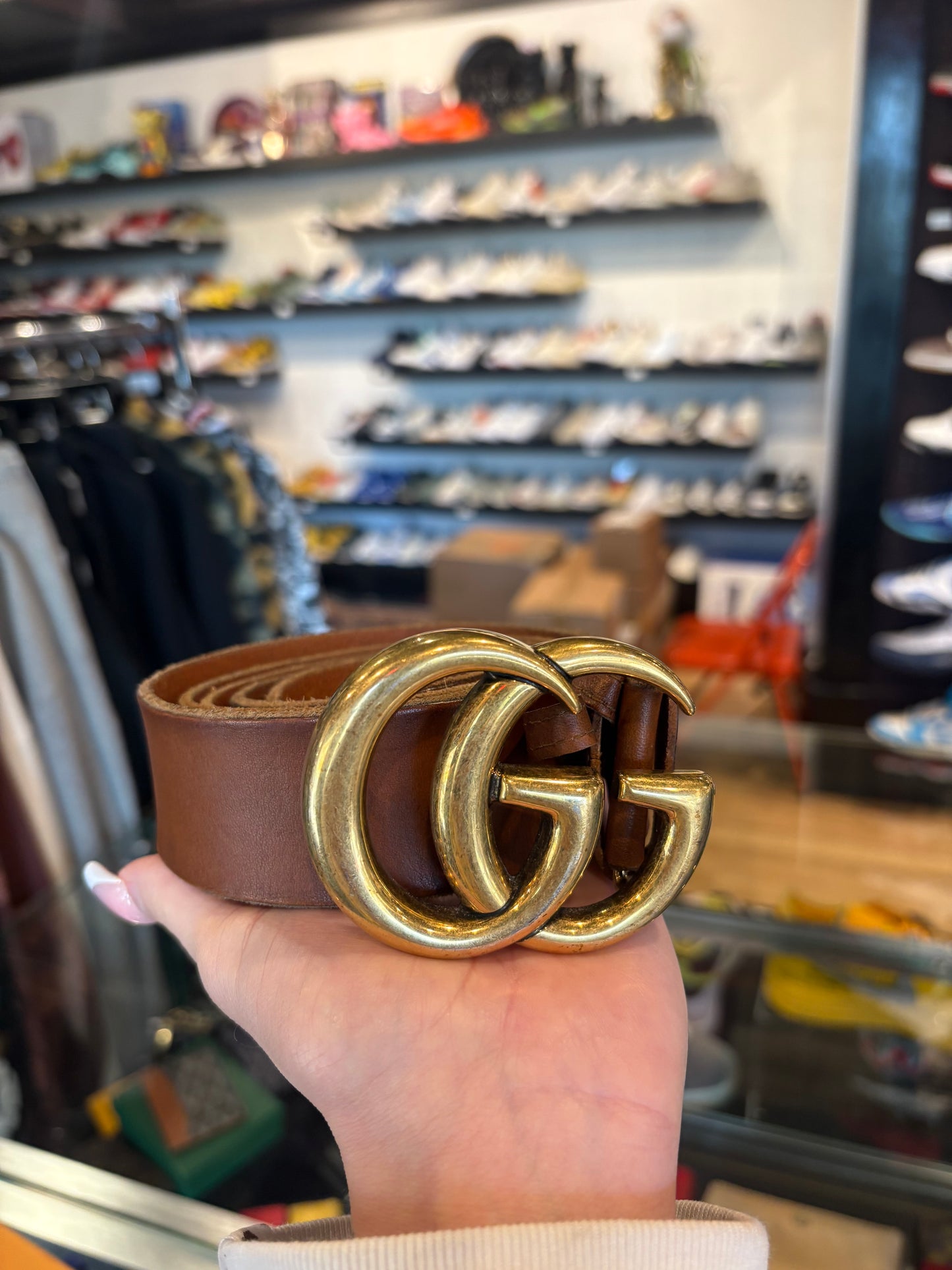 Gucci Belt Brown Gold Size 38/40