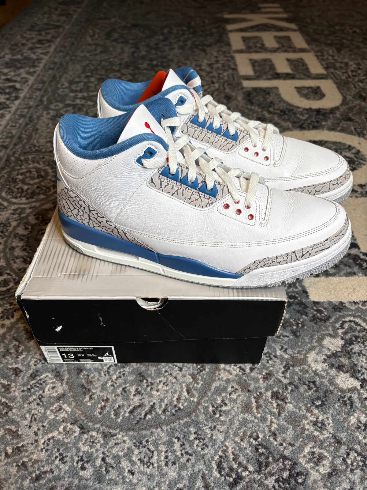 Jordan 3 Retro “True Blue” Clean Og Size 13