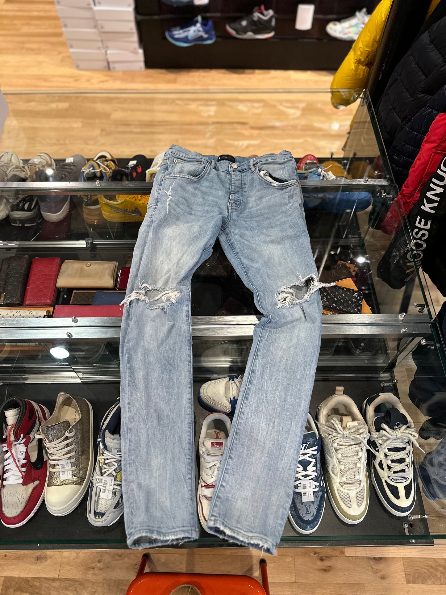 Purple Jeans Light Wash Distressed Size 34