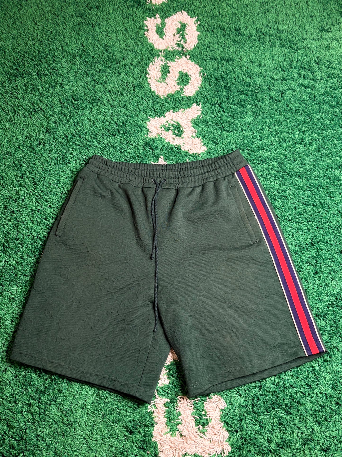 Gucci Green Monogram Sweat Shorts Size XXXL