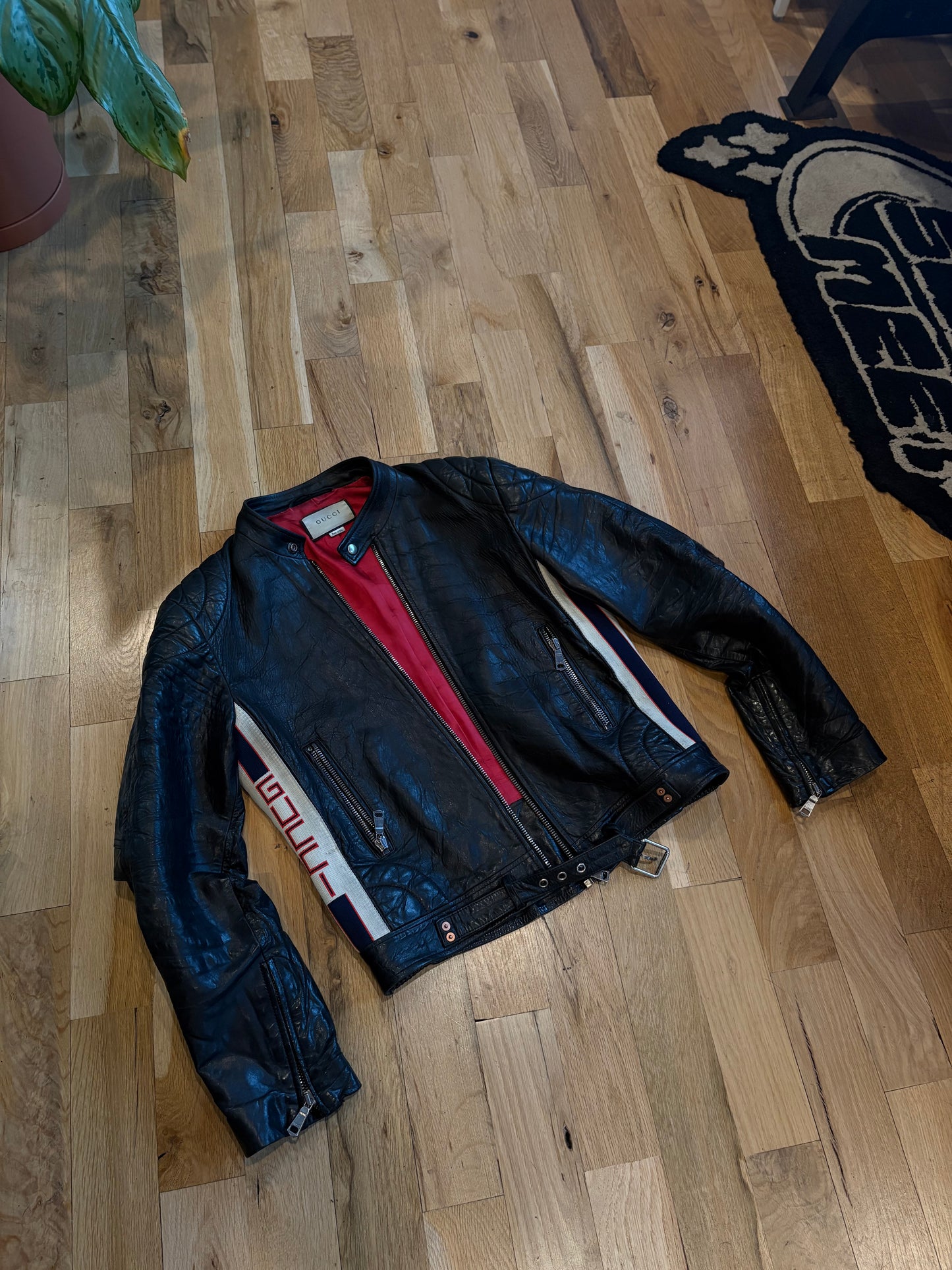 Gucci Leather Moto Jacket Size 48
